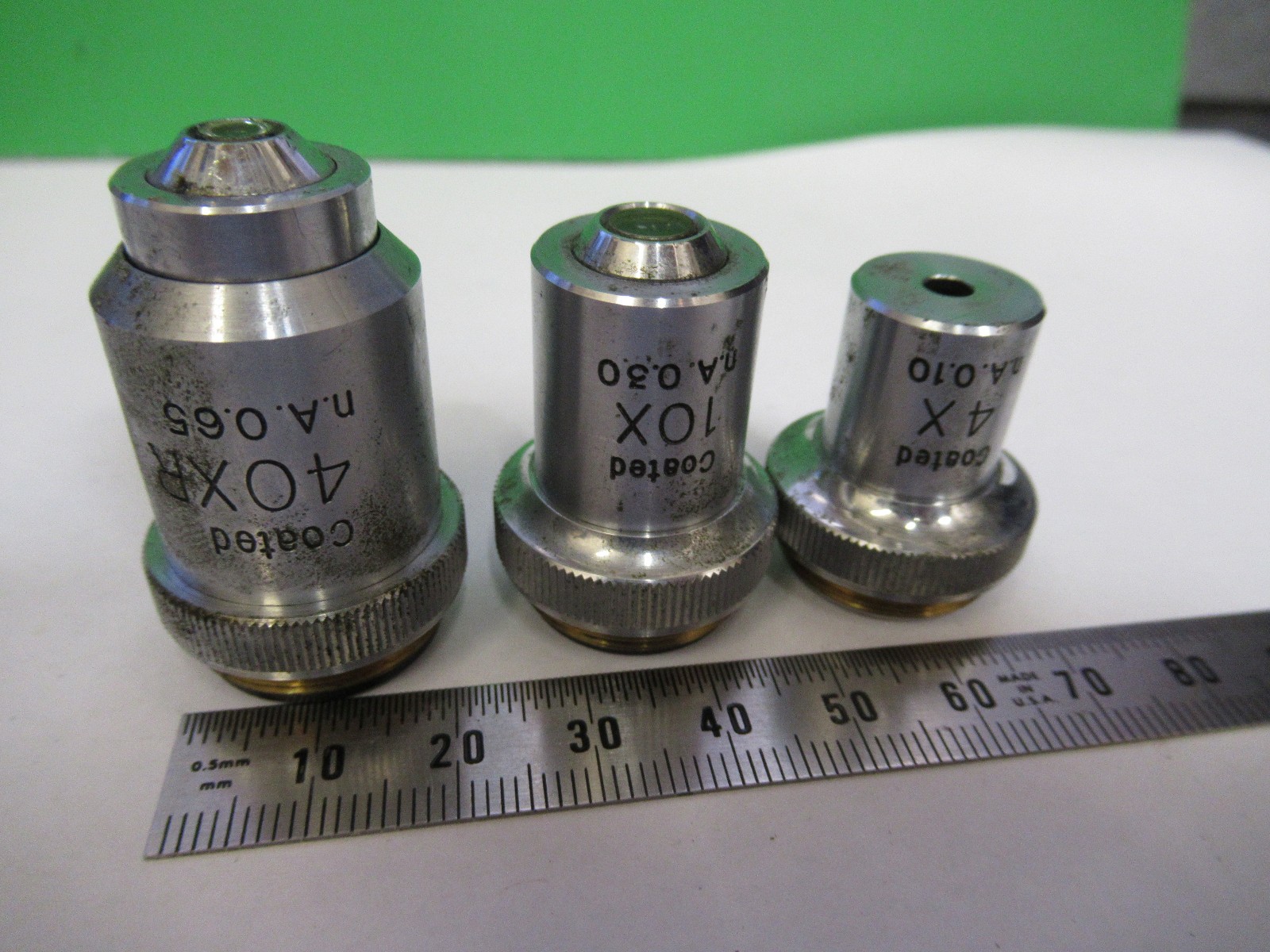 LOT UNITRON OBJECTIVES 4X 10X 40X OPTICS MICROSCOPE PART AS PICTURED V3-A-58