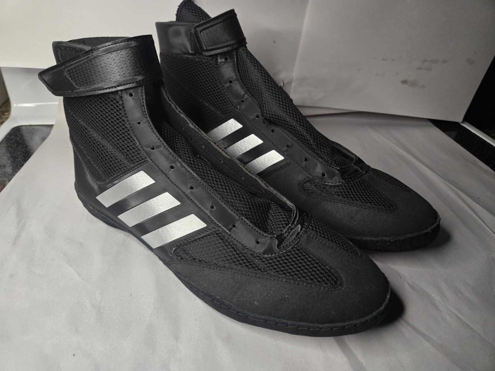 Boxing Wrestling Adidas Box Hog 4 Shoes Men’s Size 14 Black White High Top MMA T