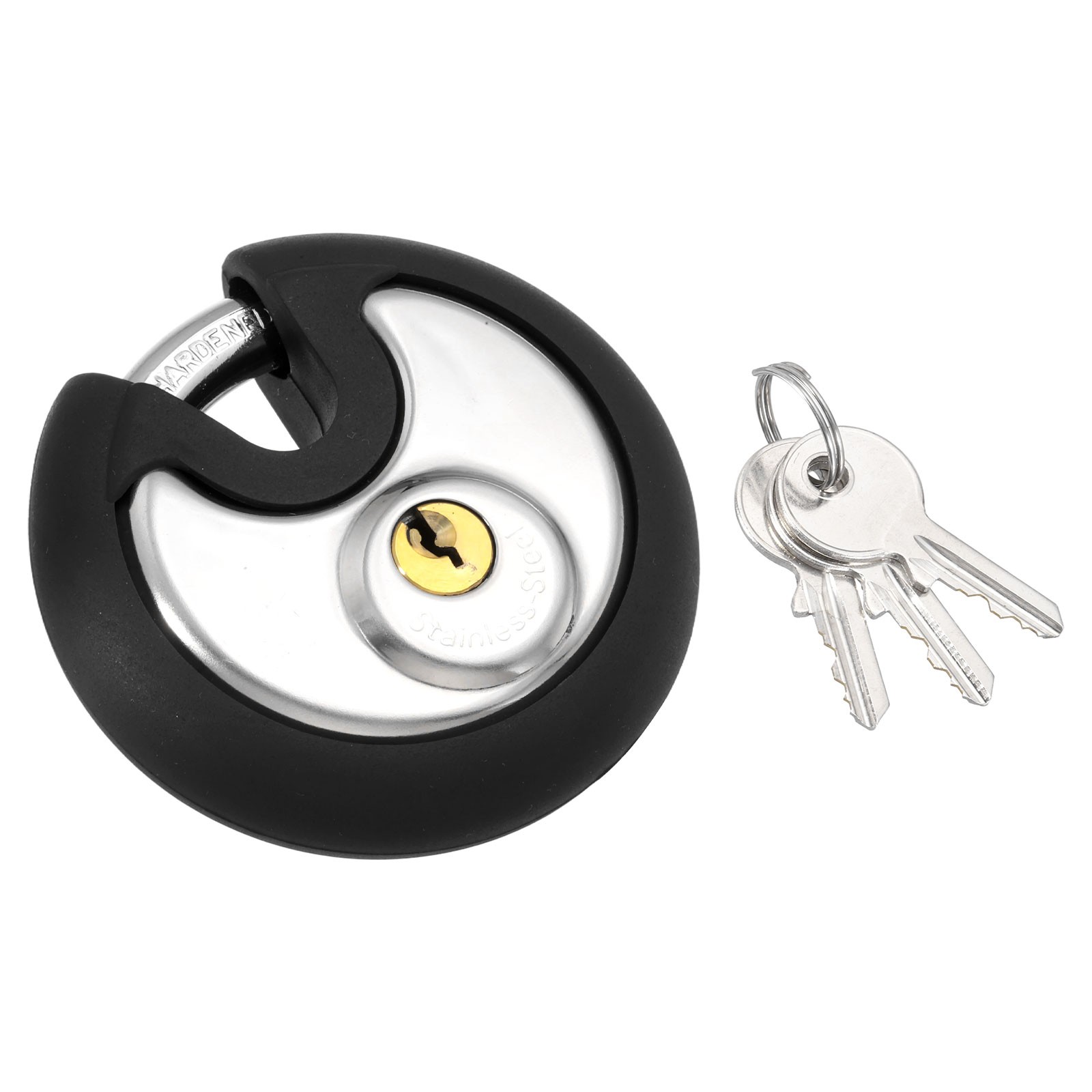 Disc Padlock, (3-5/32" Wide Body, 11/32" Shackle), Stainless Steel