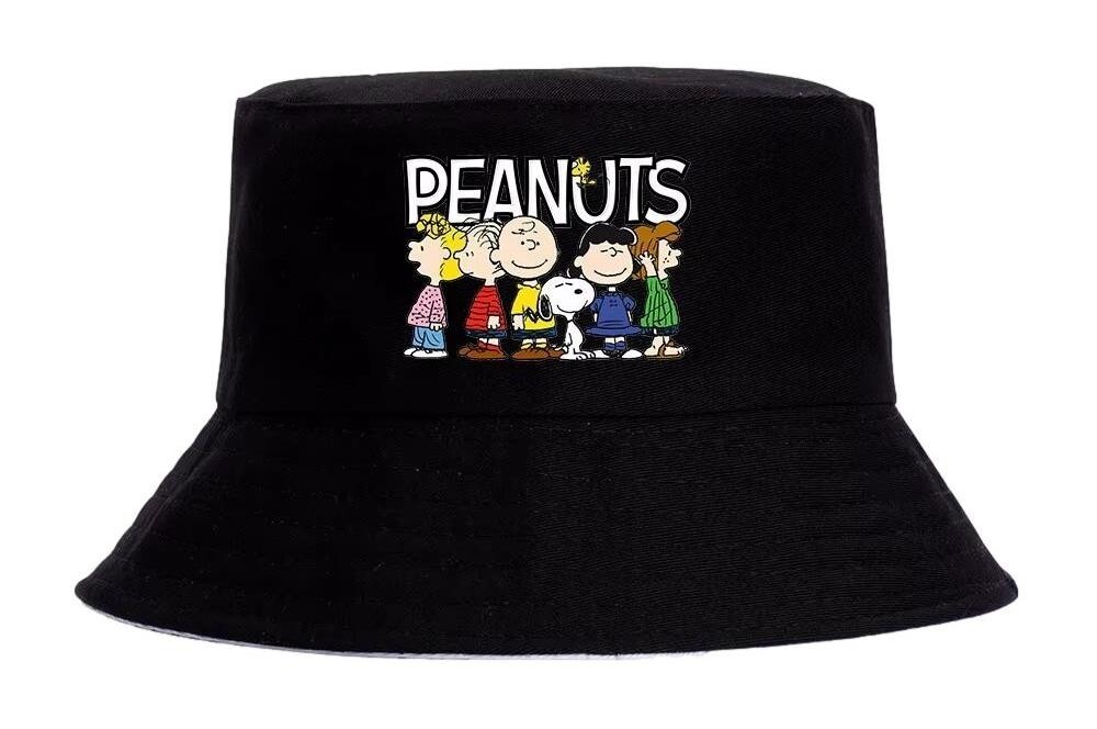 Peanuts Cartoon Characters Black Adult Size Bucket Hat