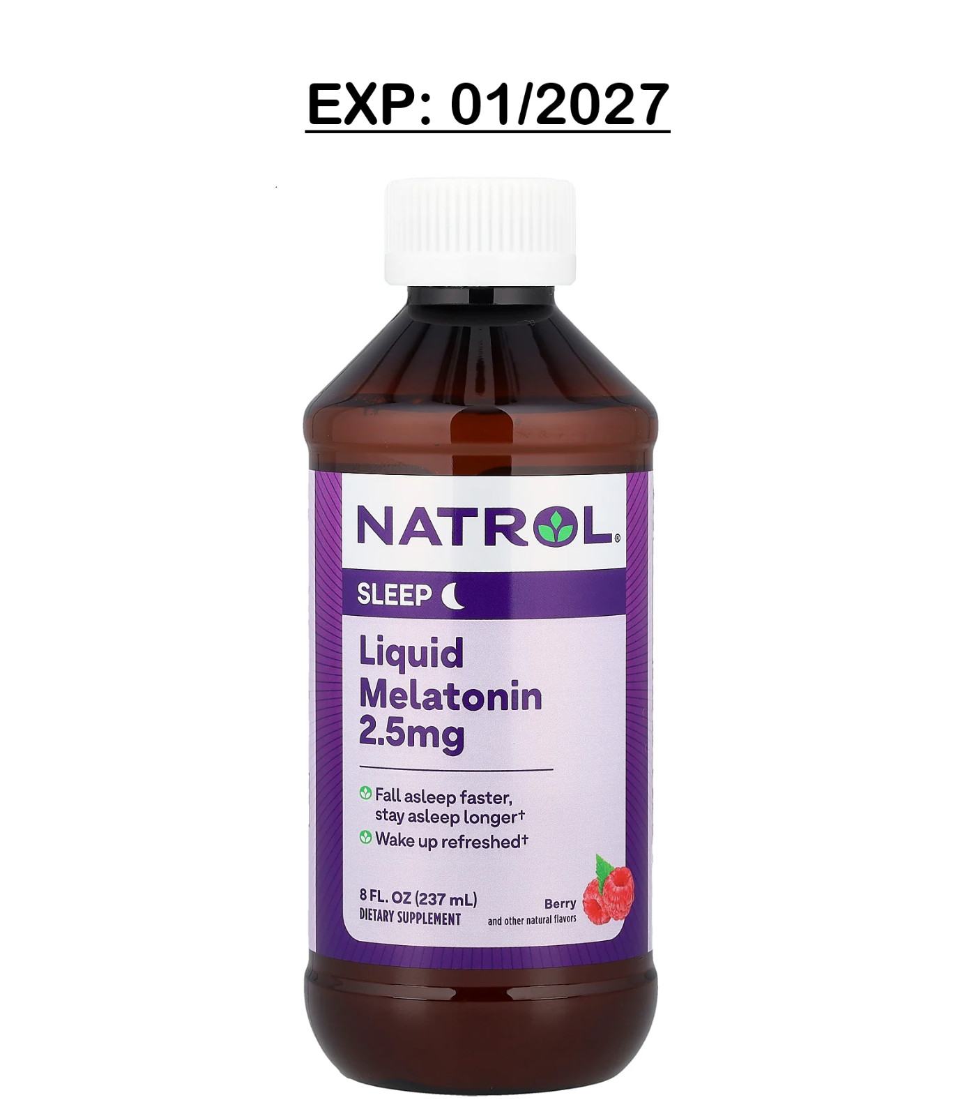 Natrol Liquid Melatonin 2.5mg Berry-Flavored Dietary Sleep Supplement 8 Fl Oz