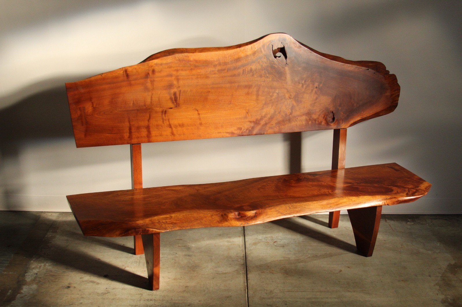 Studio Live-Edge Walnut Bench by Gino Russo, 1970s