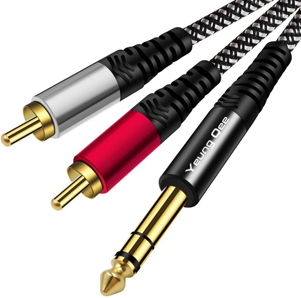 6.35 mm to 2RCA Cable 6 ft,Yeung Qee 6.35mm 1/4 inch Male TRS Stereo Plug to RCA