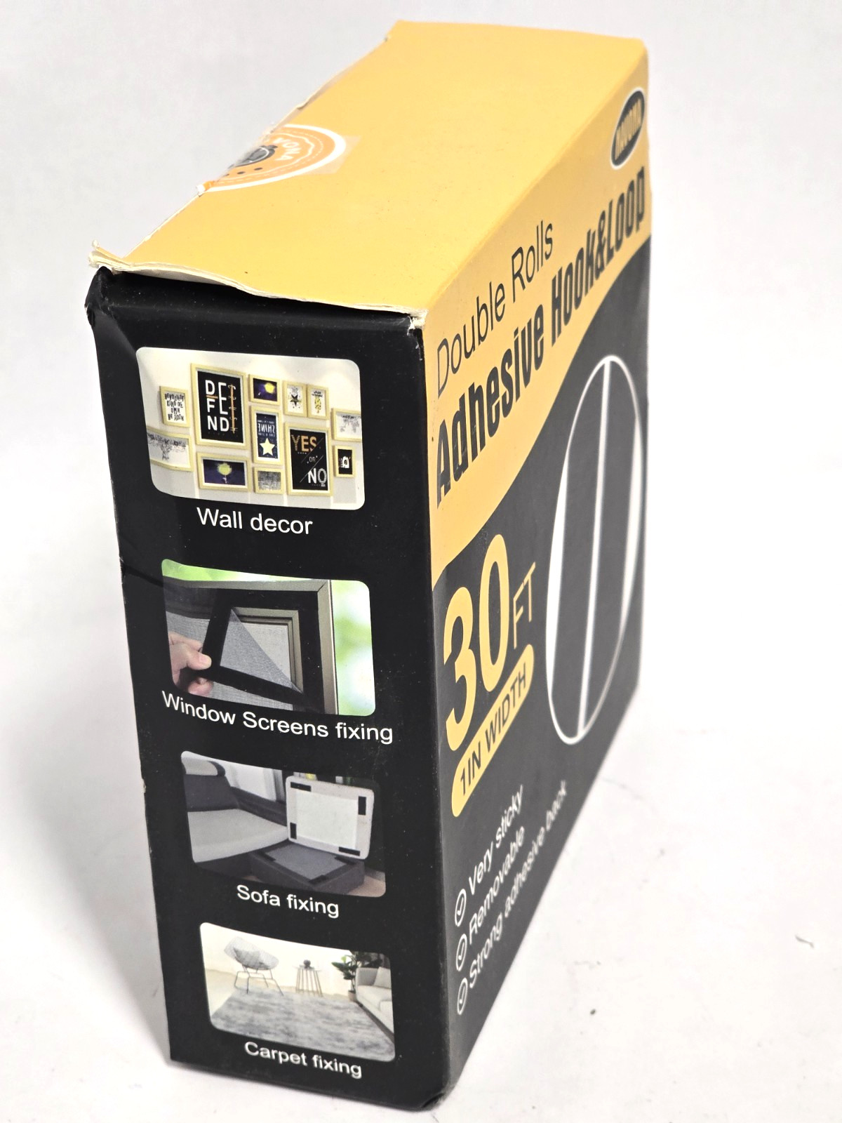30Ft x 1 " HOOK AND LOOP STRIPS AND ADHESIVE DOUBLE ROLL, HEAVY DUTY