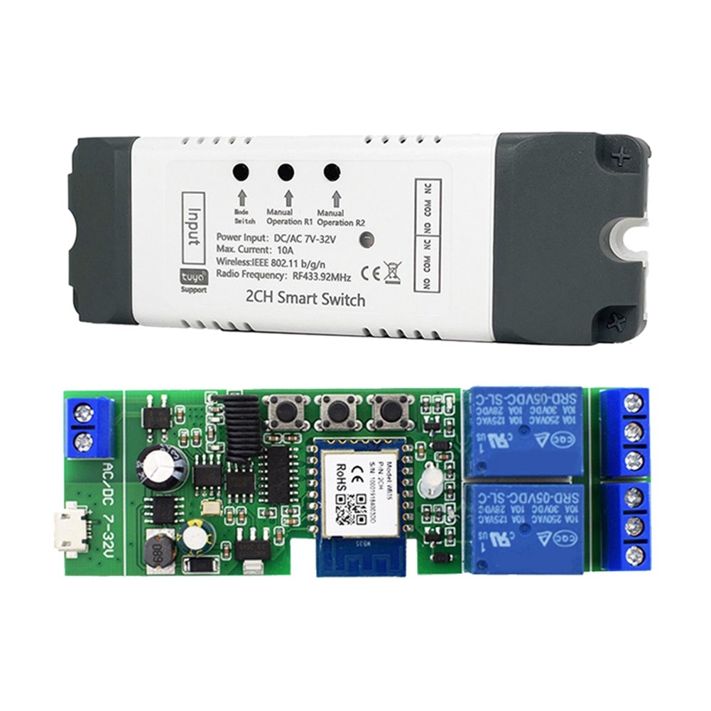 Tuya  WiFi  Relay Module 2 CH  7-32V /APP  Remote Control  Home for8074