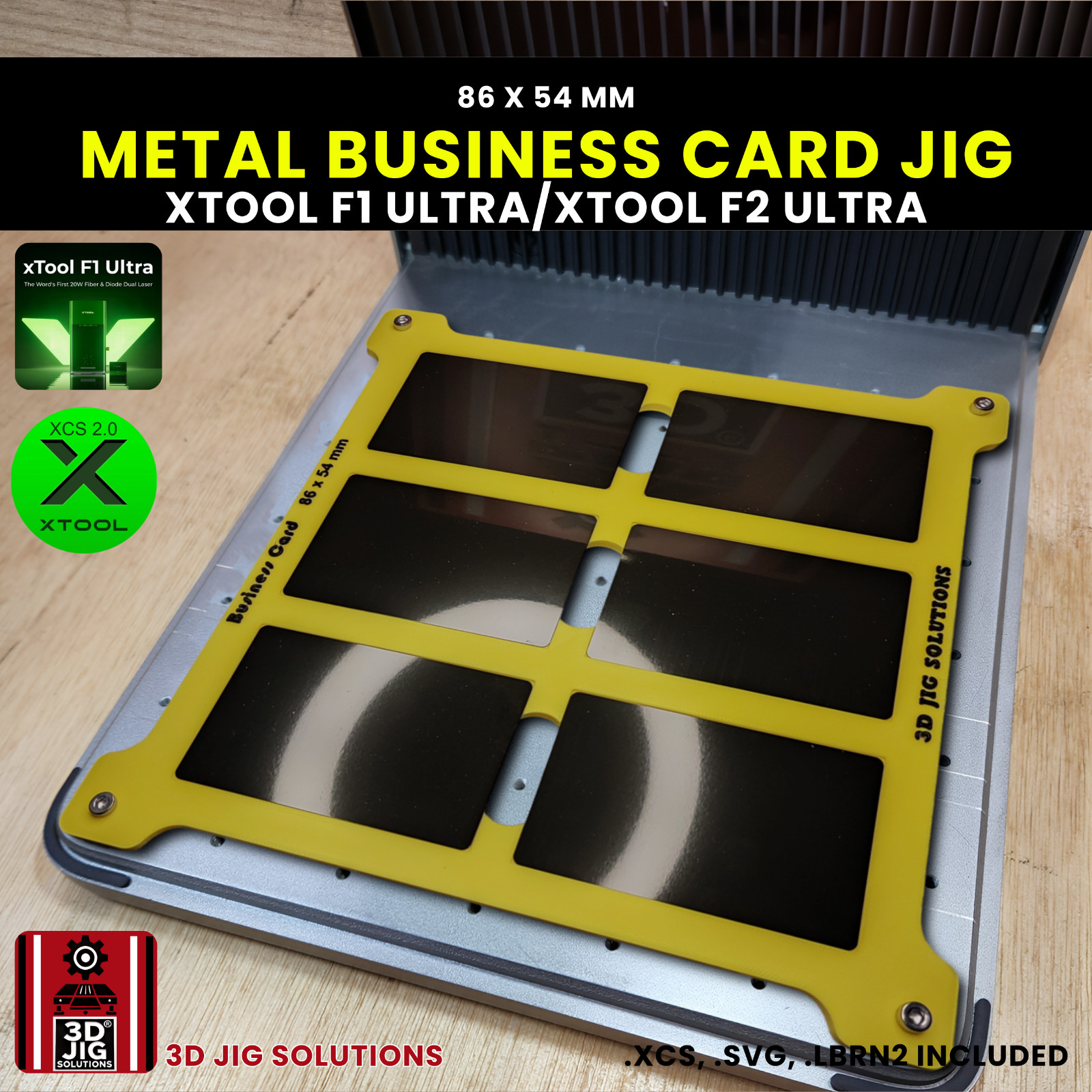 xTool F1 Ultra & F2 Ultra Metal Business Card Jig | Laser Engraving Template