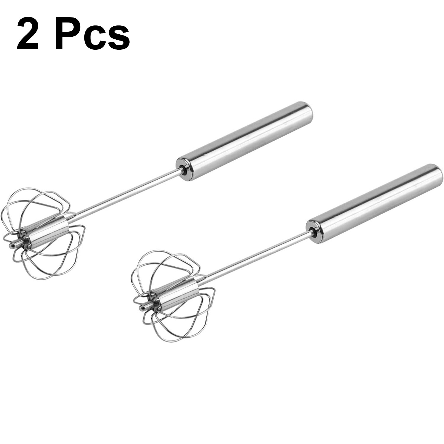 2X Semi Automatic Egg Whisk Stainless Steel Hand Push Beater Mixer Cream Frother