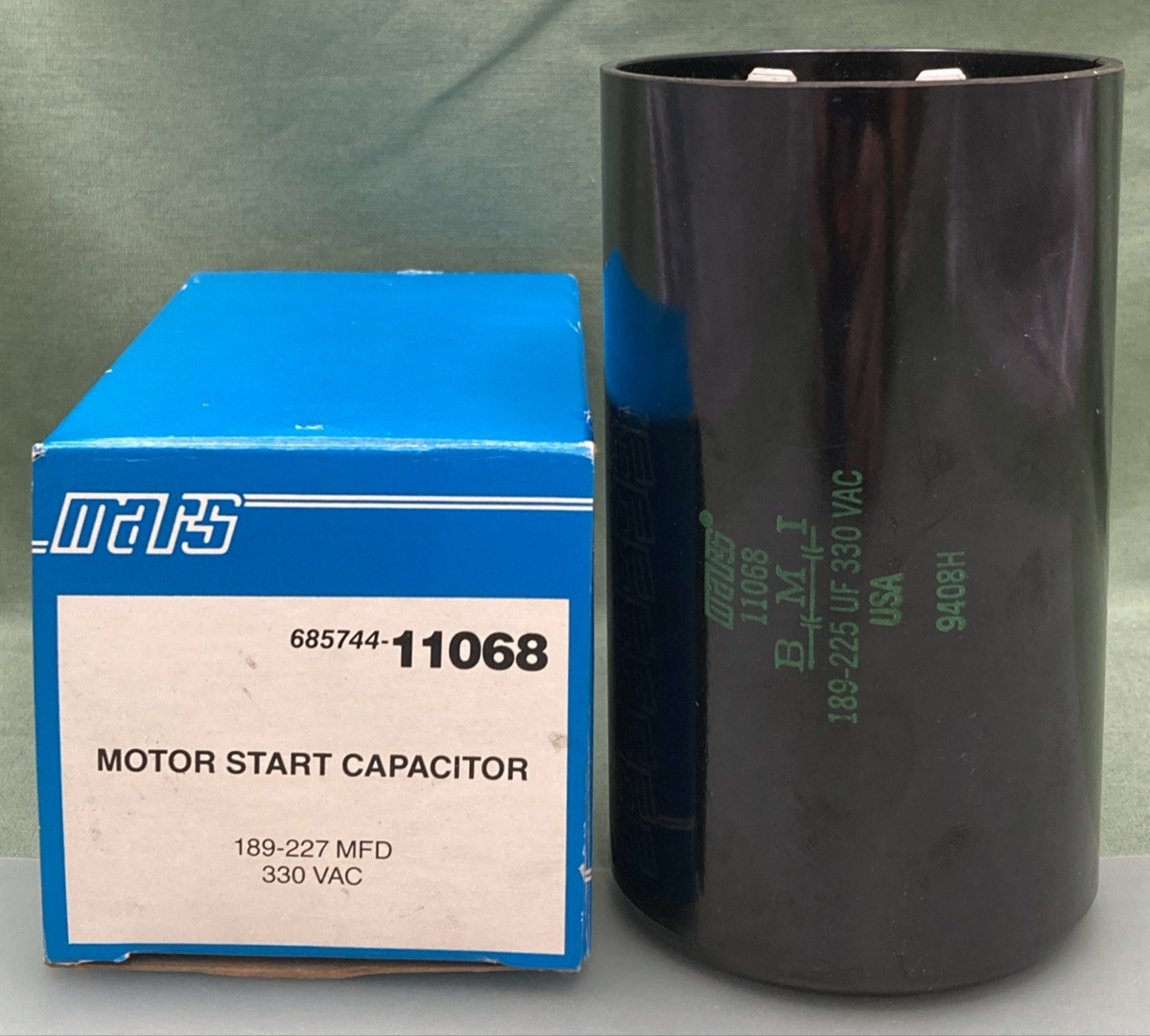New Genuine Mars 685744-11068 Motor Start Capacitor 330 VAC 189-227 MFD