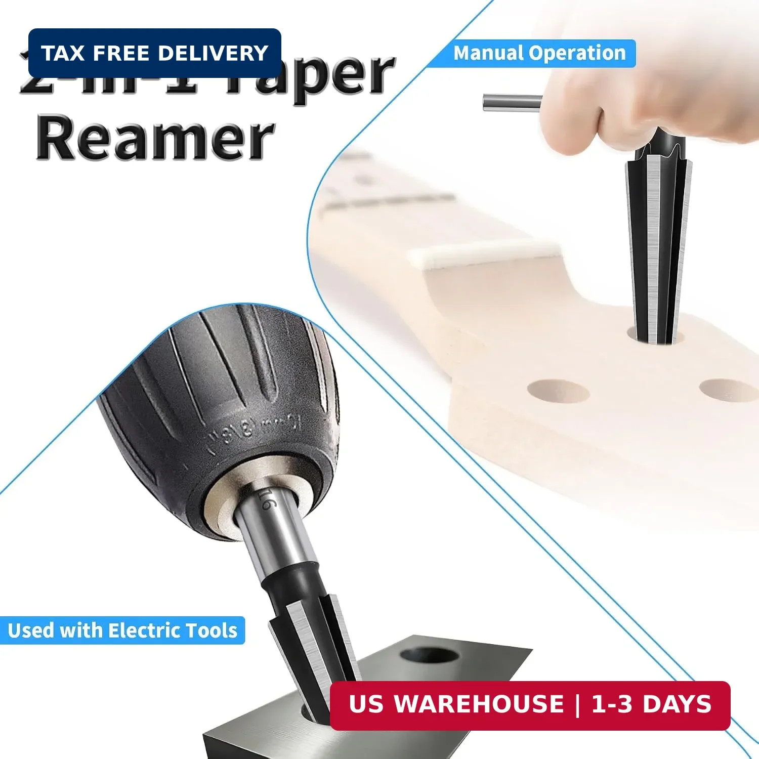 T Handle Tapered Reamer Set, 3-13 & 5-16 mm | Multi Fluted, Chamfer Reaming Tool