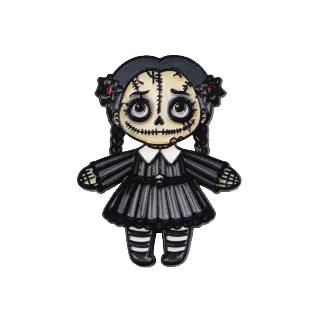 Gothic Girl Pin Badge Vodoo Doll Mexico Dia De Los Muertos Lapel