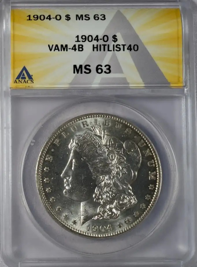 1904 O Morgan Silver Dollar ANACS MS-63 VAM-4B HITLIST 40