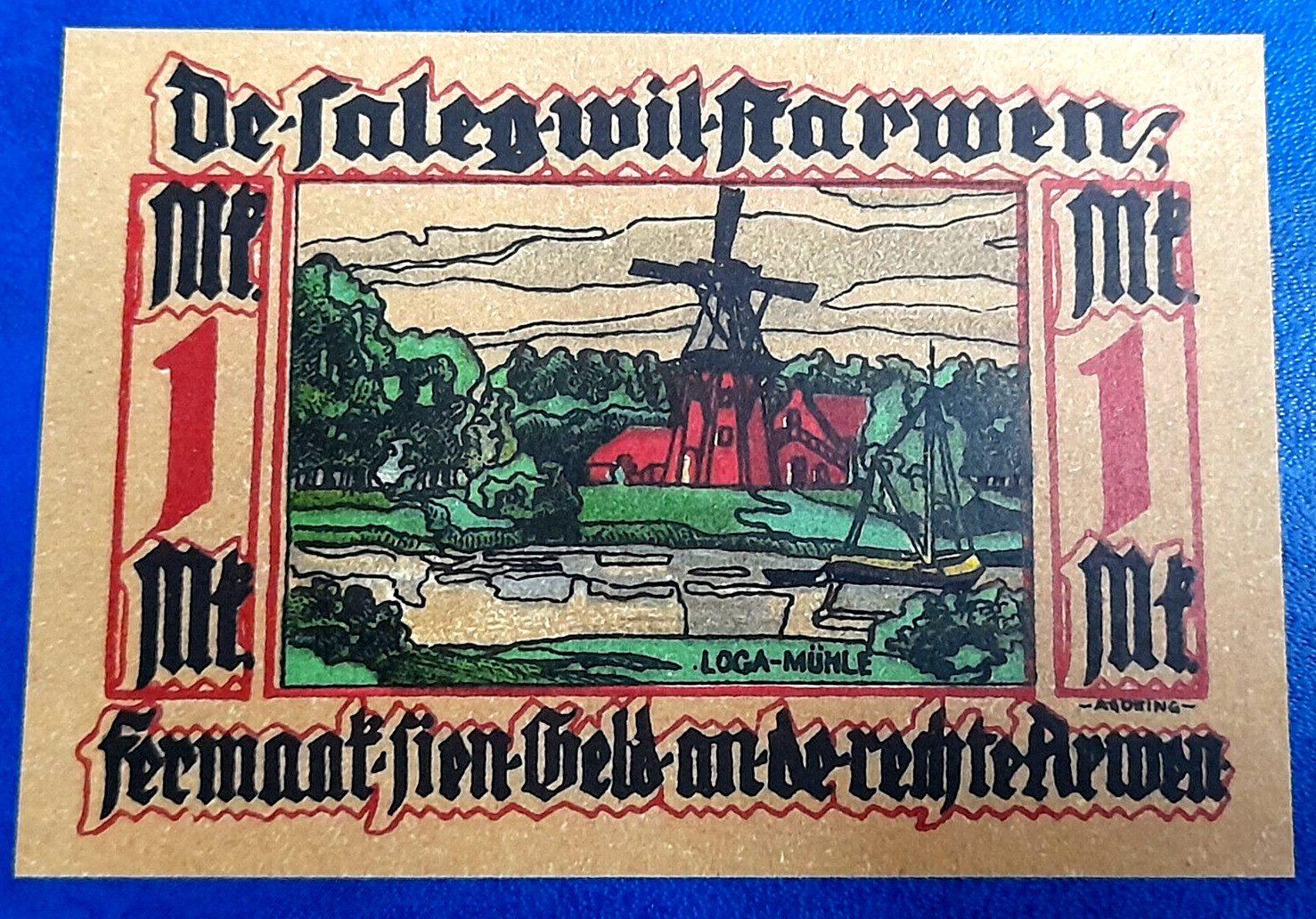 LEER NOTGELD 1 MARK 1921 EMERGENCY MONEY GERMANY BANKNOTE (30476)