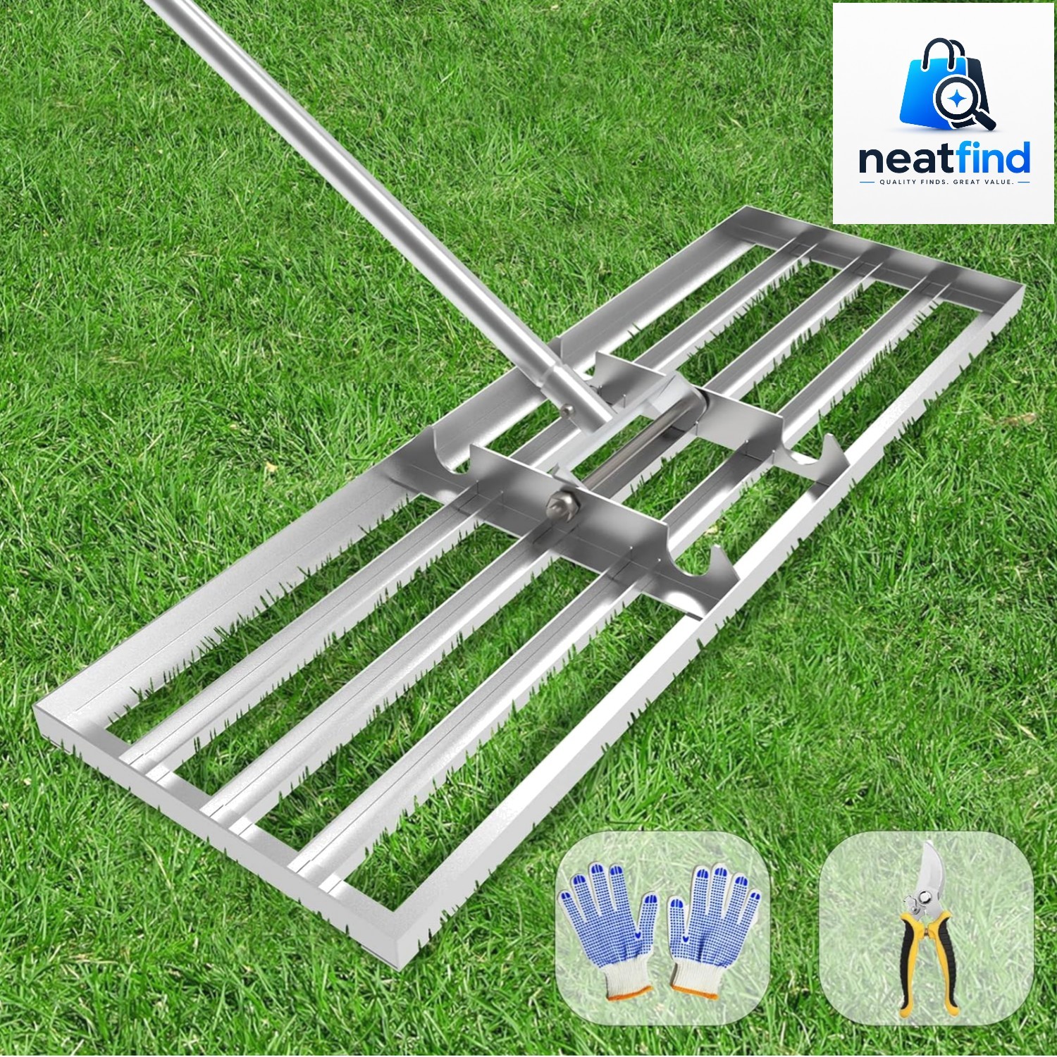 30x10-inch Lawn Leveling Rake – Ergonomic Stainless Steel Design for Perfect ...