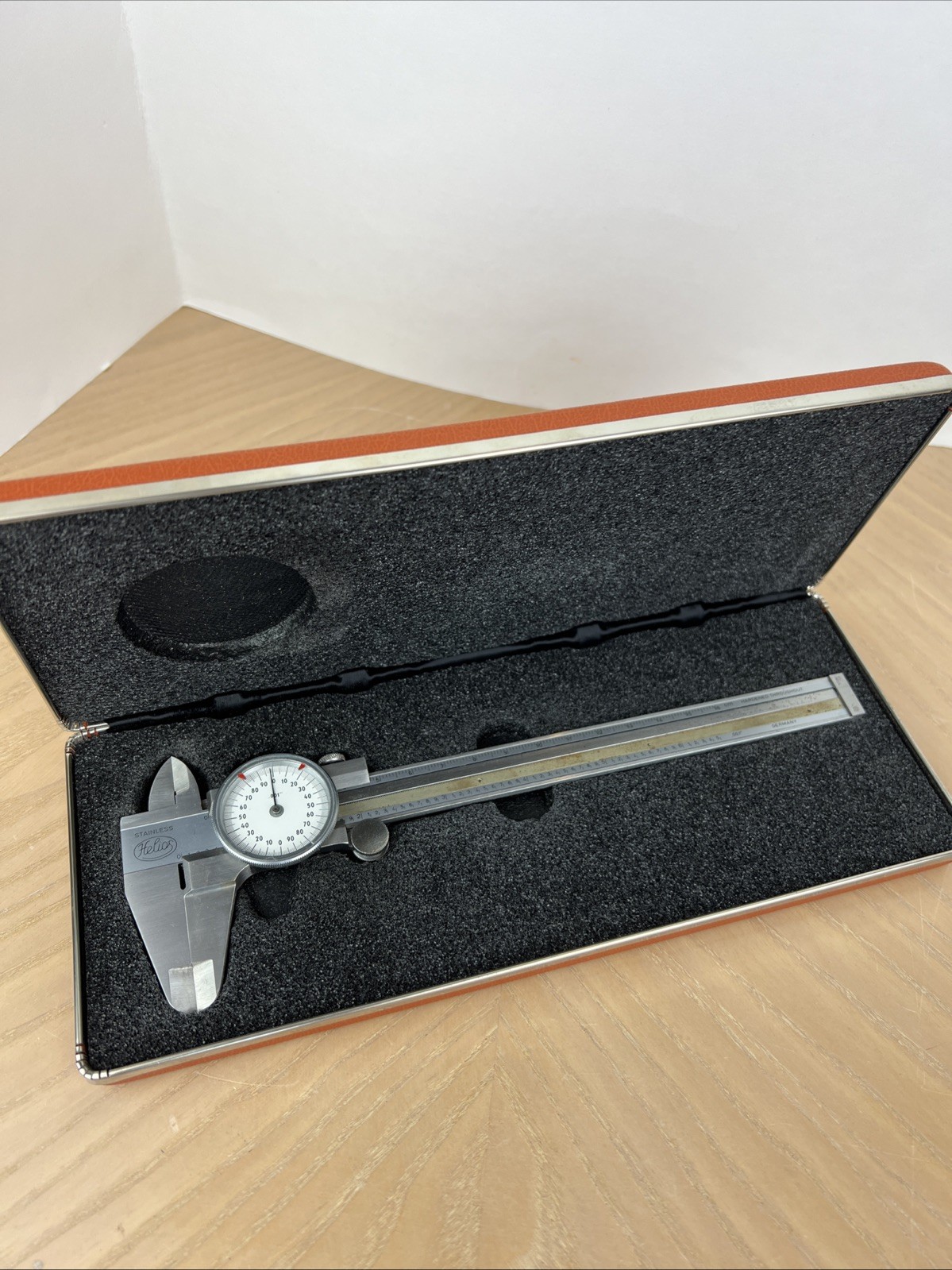 Helios Dial Caliper White Face 6" VINTAGE DESIGN With Case Germany