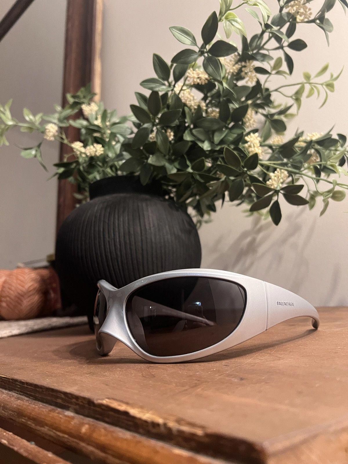 Balenciaga Skin Cut Glasses Silver New