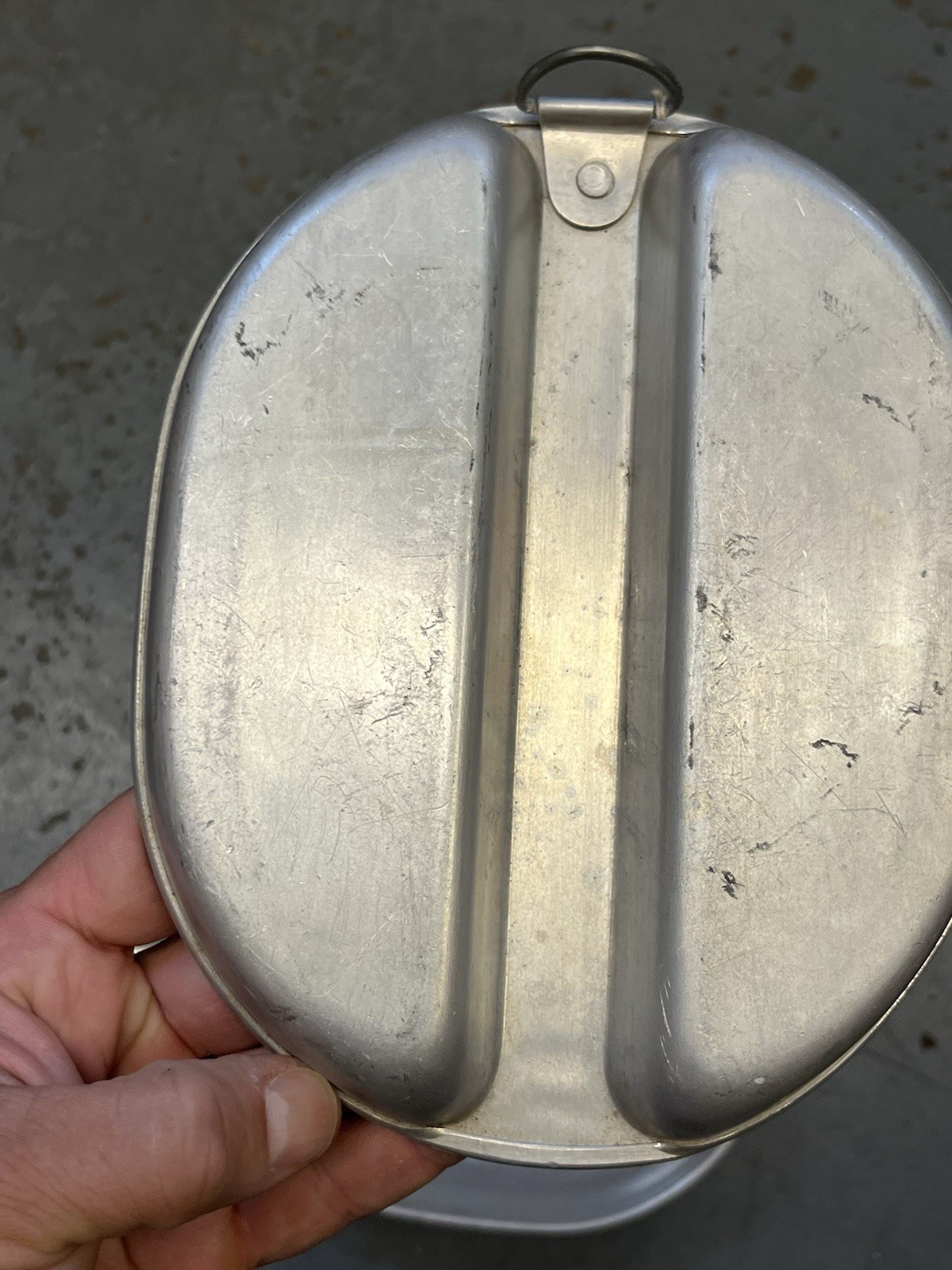 Original US Field Gear Plate Ration Food Tin Fork Knife Spoon Set Dated 1944