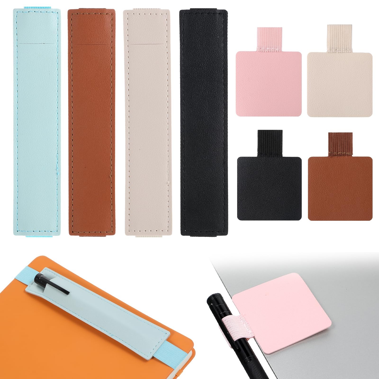 8 Pcs Elastic Notebook Pen Holder, Self-Adhesive Pen Loop Holder, Adjustable ...