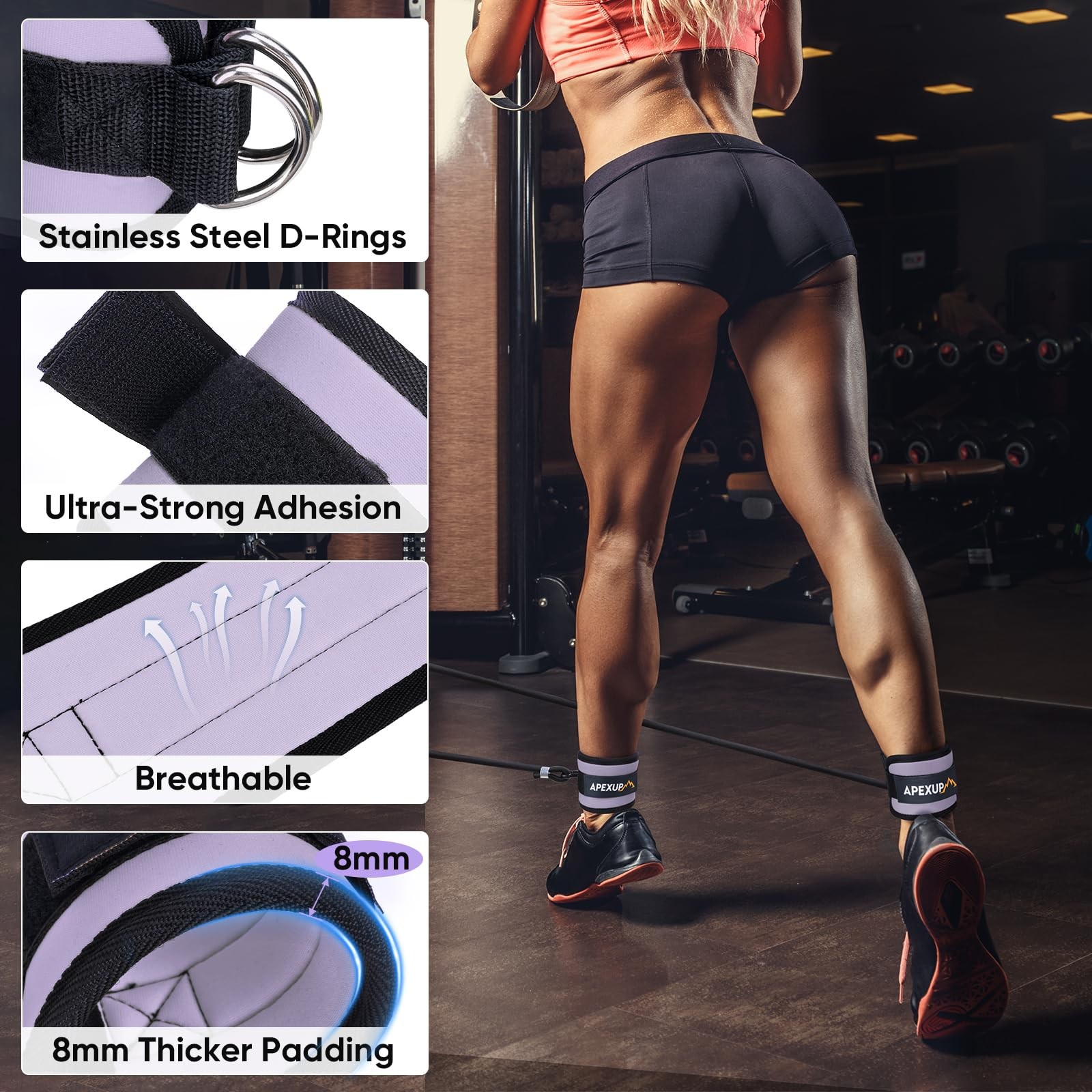 Ankle Strap for Cable Machine, Ankle Resistance Bands, Cable Kick Back Ankle ...