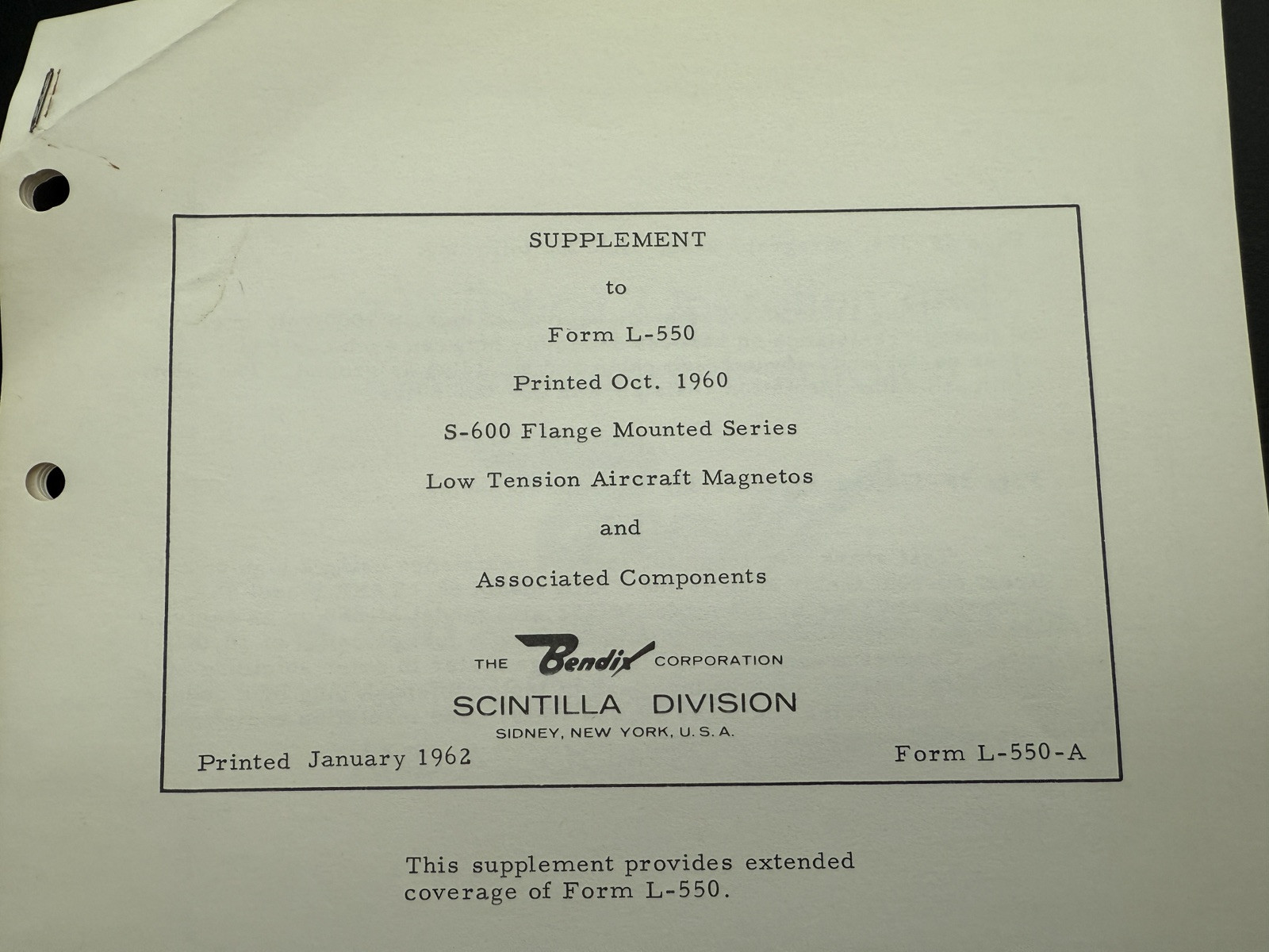 Bendix S-600 Flange Mounted Magneto Install, Operation, and Service Instructions