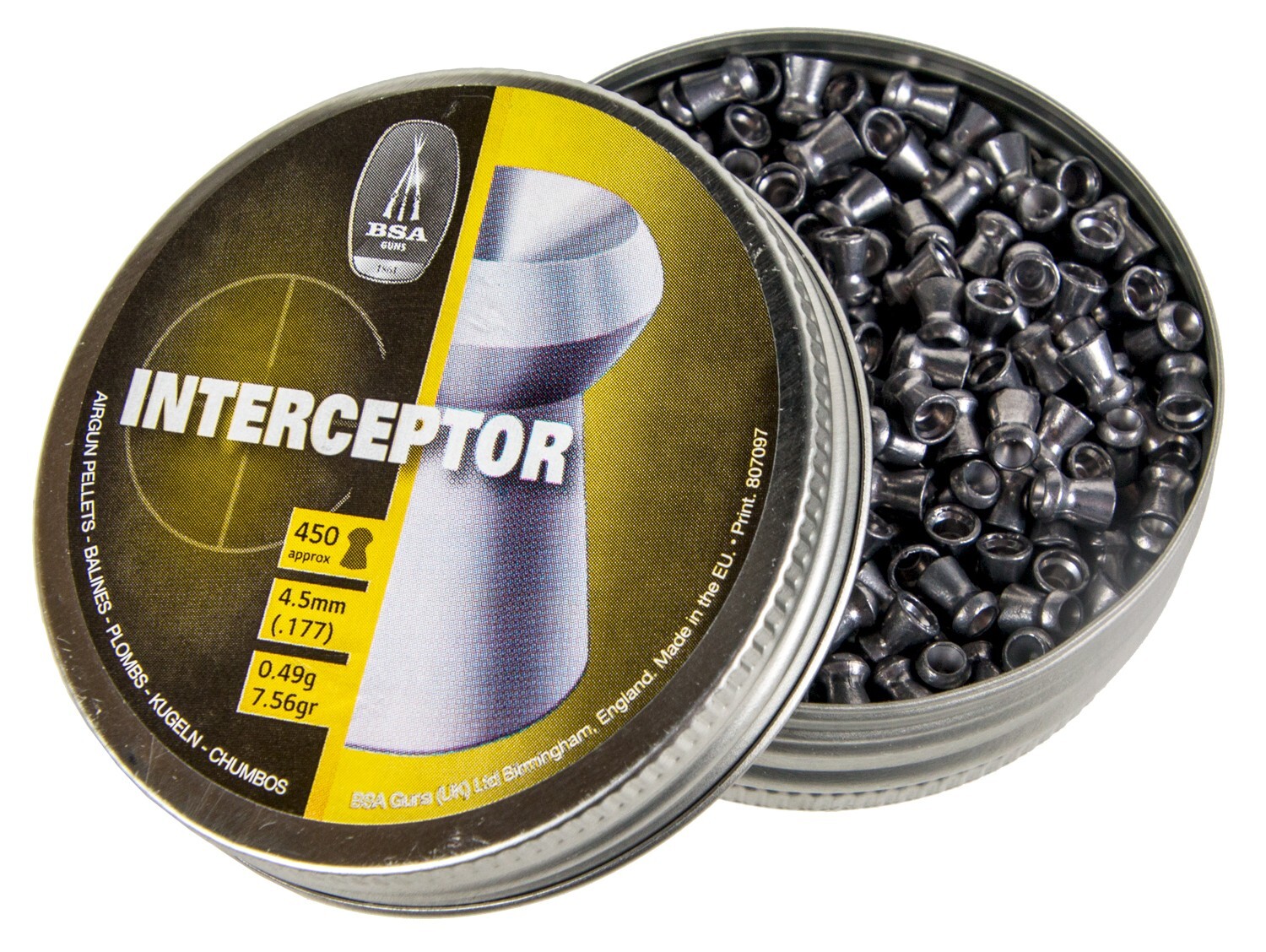 BSA Interceptor 500 Count HOLLOW POINT 4.5mm .177 Caliber Premium Airgun Pellets