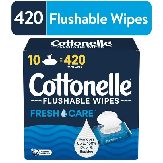 NWT Cottonelle Fresh Care Flushable Wet Wipes, 10 Flip-Top Packs FREE SHIPPING