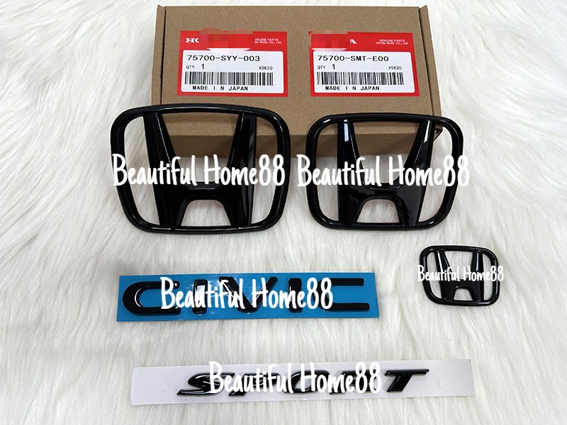 Genuine OEM Gloss Black Logo Emblem Set For CIVIC 22-25 Sport Hatchback 4-Door