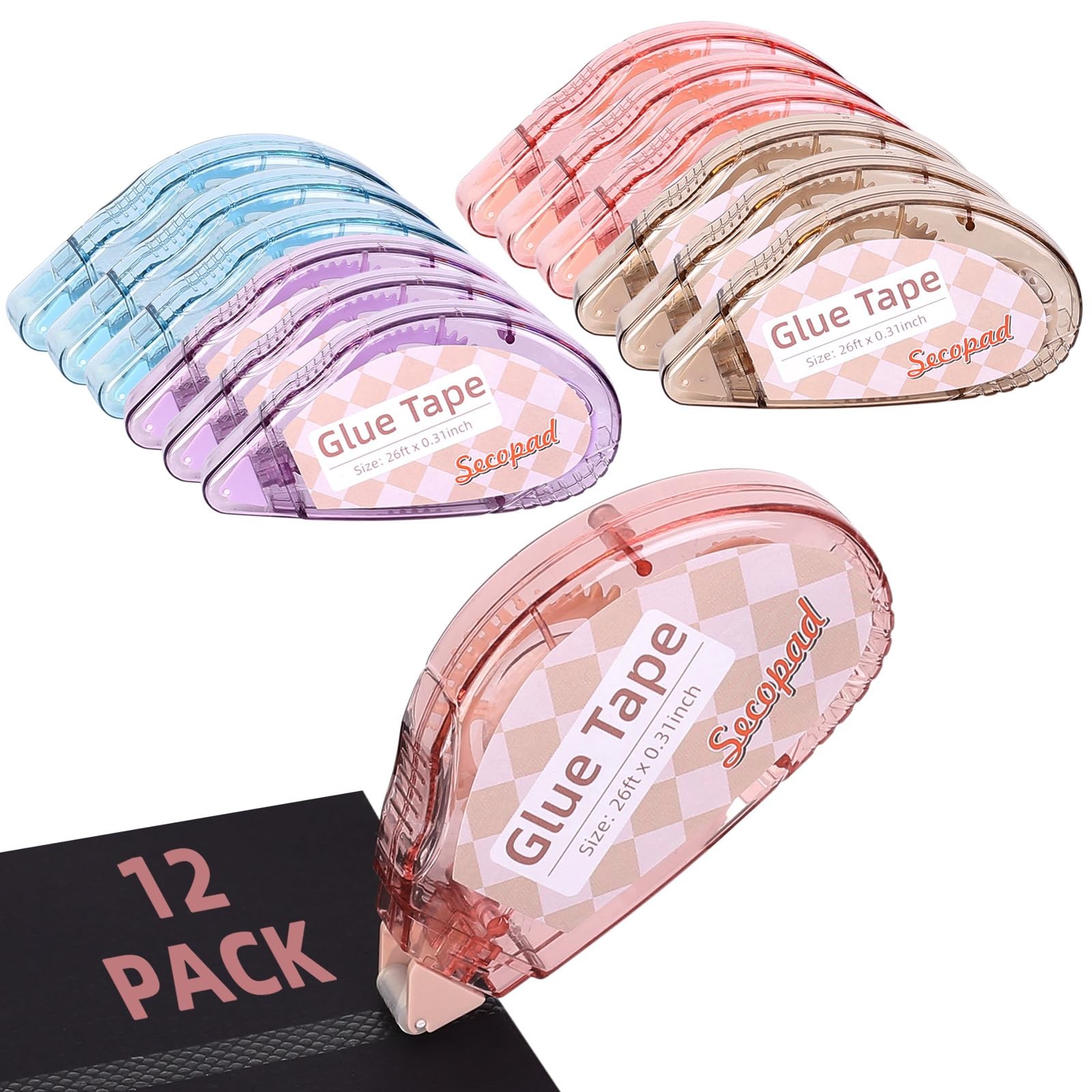 Secopad Scrapbook Tape 12 Pack Double Sided Tape Roller For Crafts Adhesive
