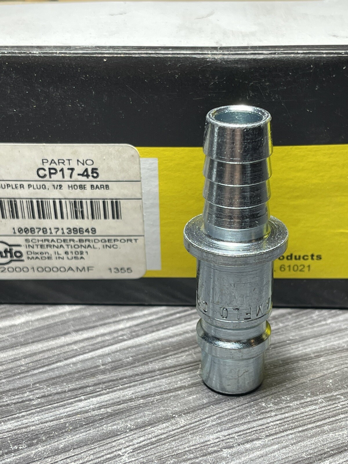 10 pcs Amflo Cp17-45 1/2 Coupler Hose Barb Plug Schrader- Bridgeport
