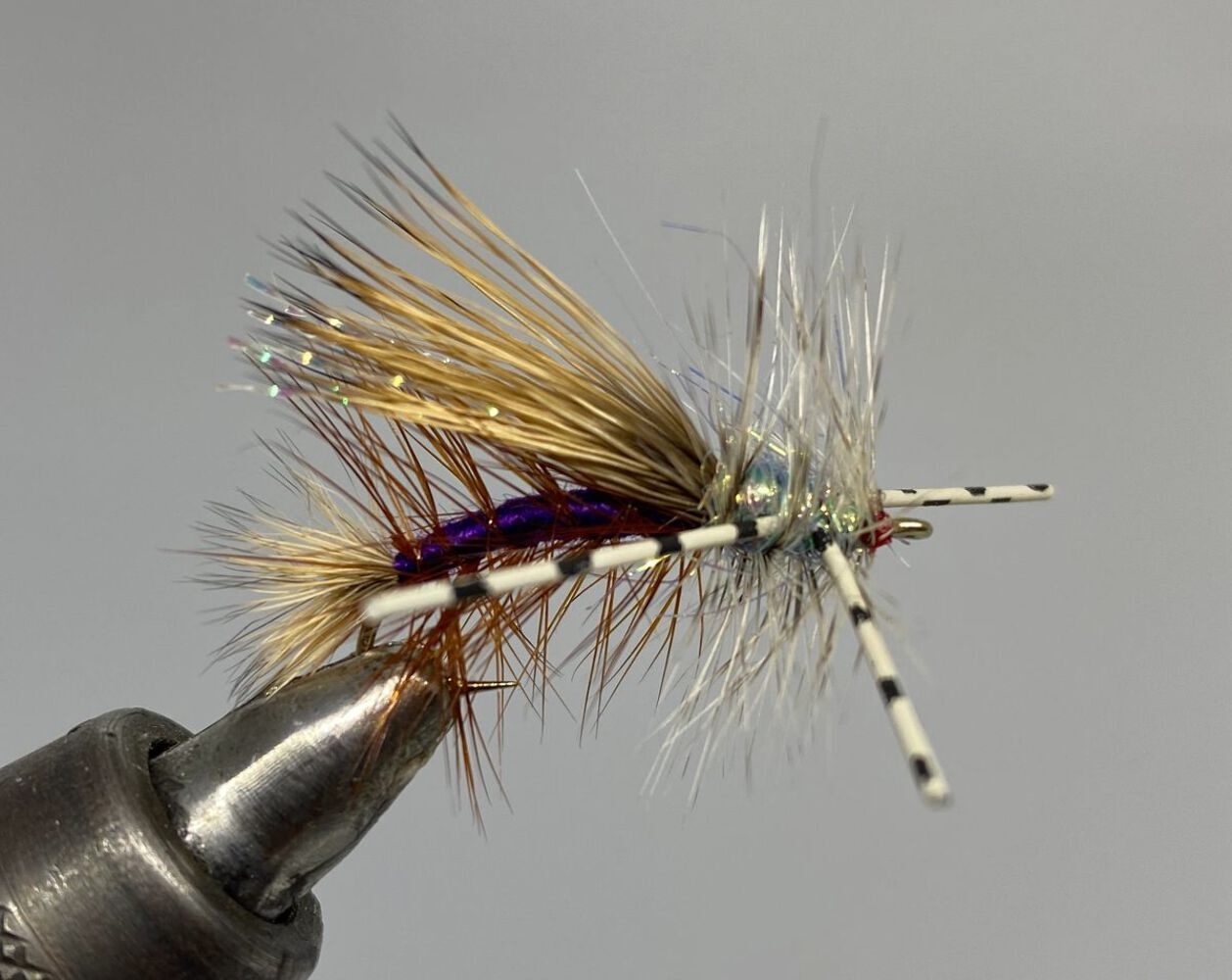 One Dozen (12) Rubber Legged Crystal Stimulator Purple Dry Fly- Strike Fly Compa