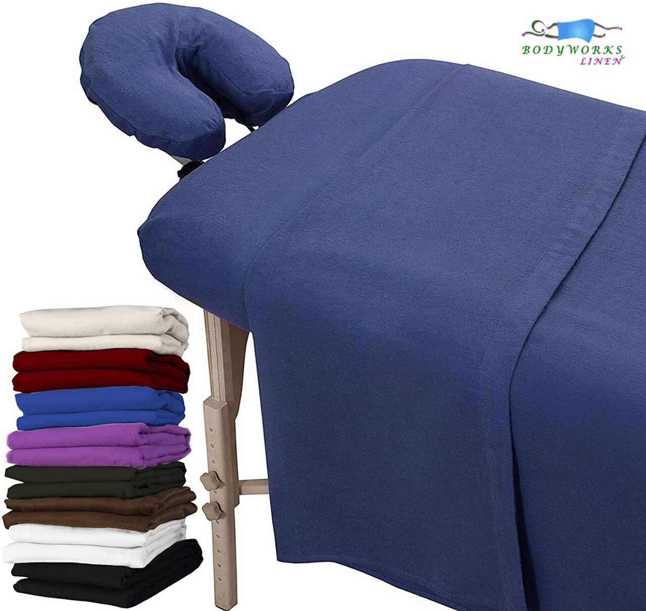 SPA Massage Table 100% Double Brushed Cotton Flannel Sheet set 3 pcs BLUE Color