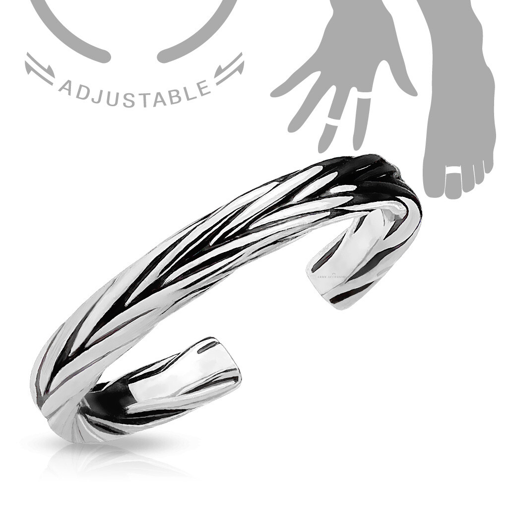 Adjustable Toe Ring/Mid Ring Double Braided Band Thumb Finger Knuckle Stackable