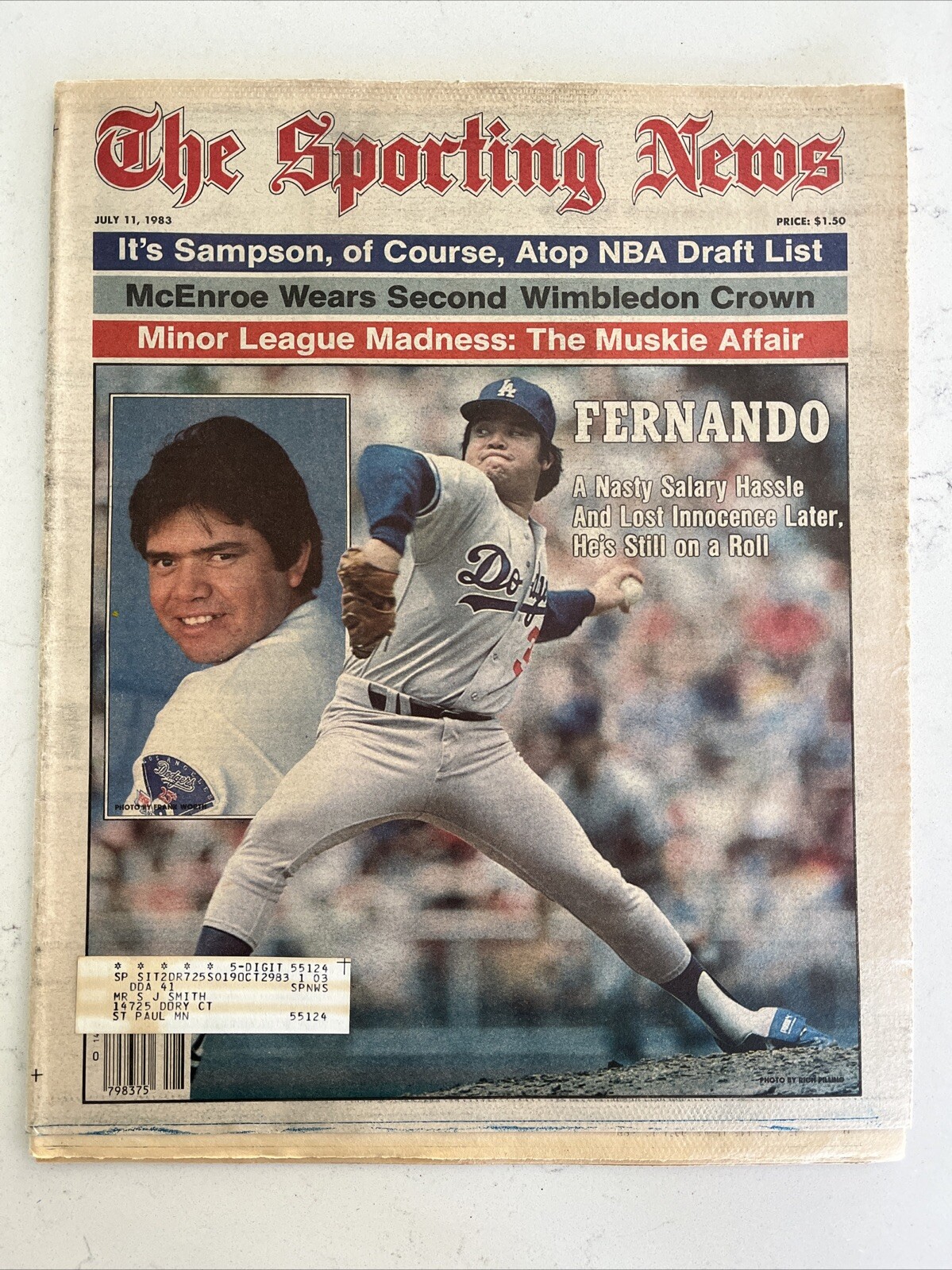 The Sporting News Paper July 11, 1983 Fernando Valenzuela(B136)