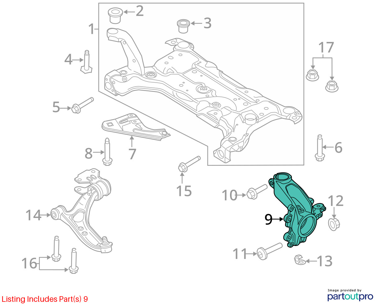 2012-2018 Ford Focus Drivers Front Spindle Knuckle Oem LVM5M