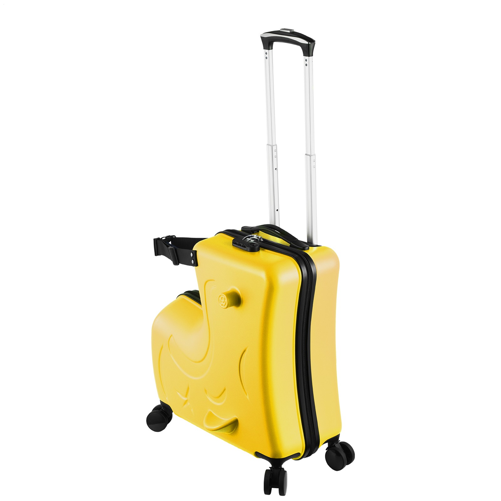 24'' Kids Ride-On Roll Suitcase Luggage Bags Wheeled Trolley Luggage Yellow