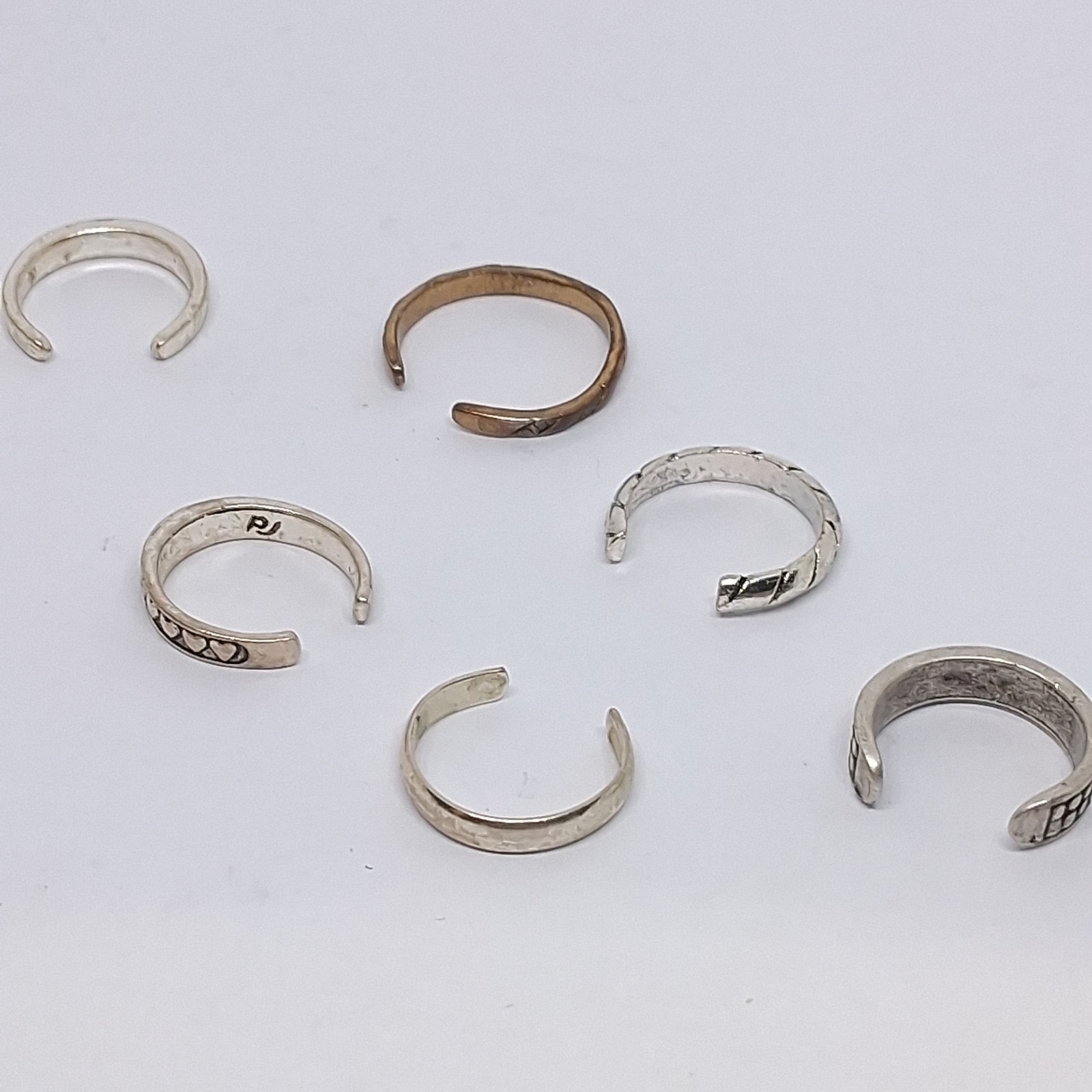 6 pcs Lot Vintage Silver-tone Toe Rings Adjustable