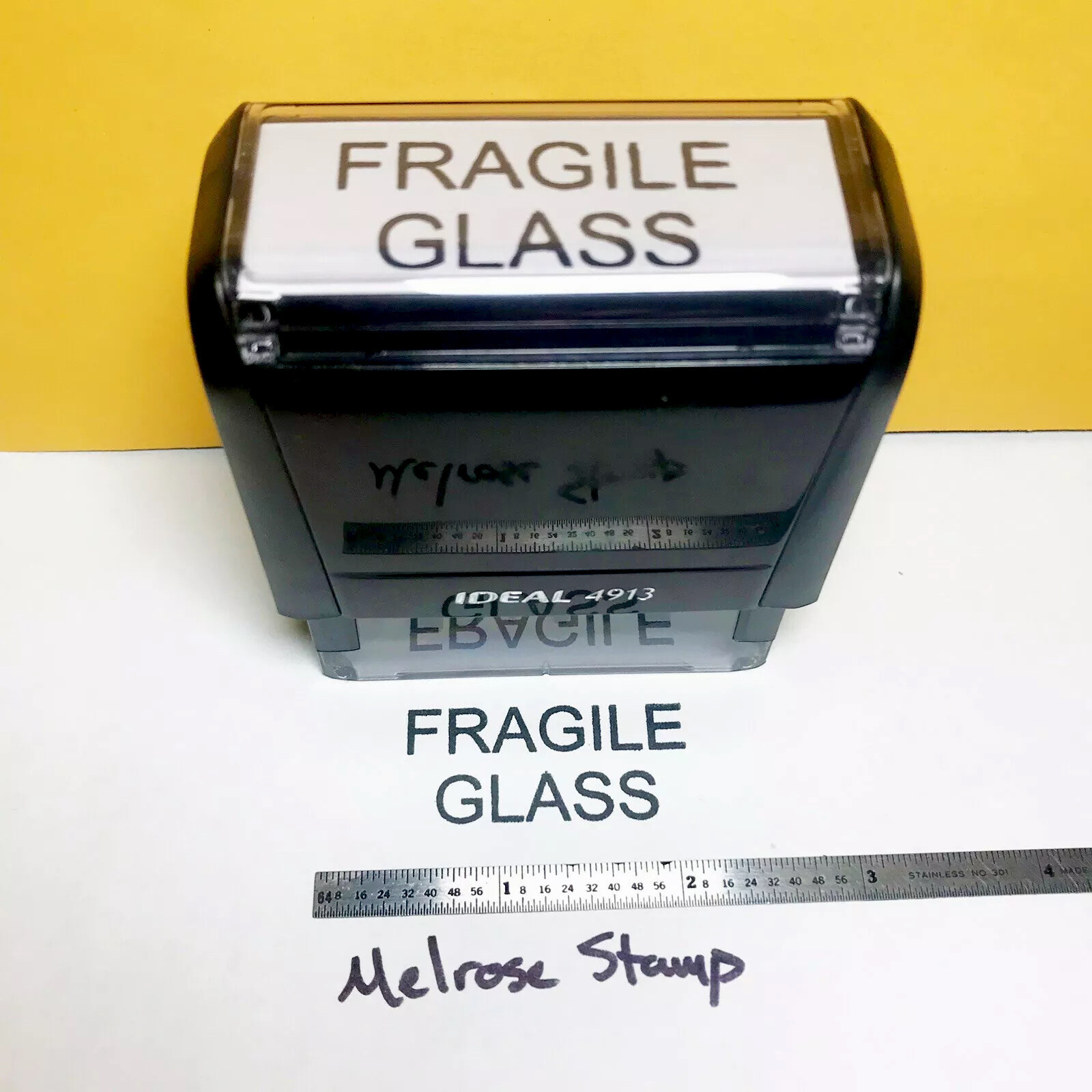 Fragile Glass Rubber Stamp Black Ink Self Inking Ideal 4913