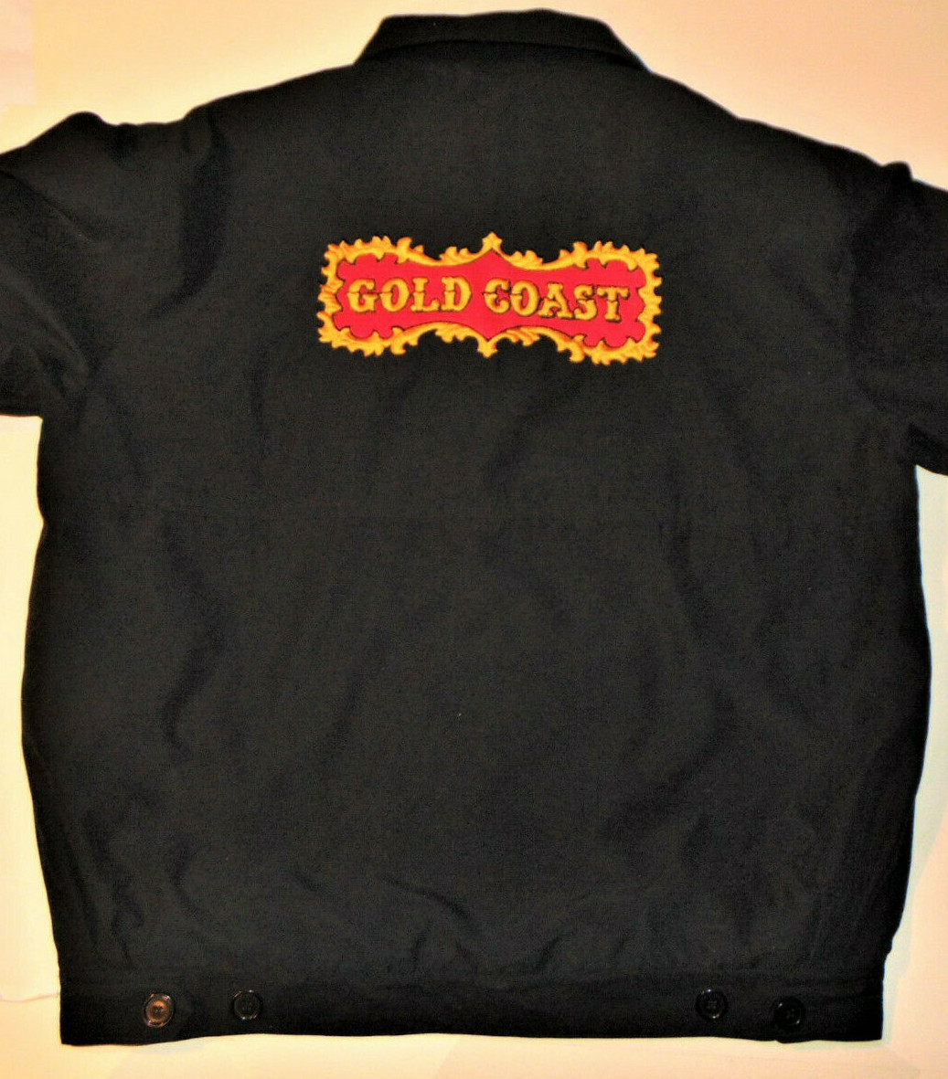 MEN'S 'GOLD COAST' LAS VEGAS CASINO BLACK LIGHTWEIGHT BLACK JACKET! ZIPPER! L