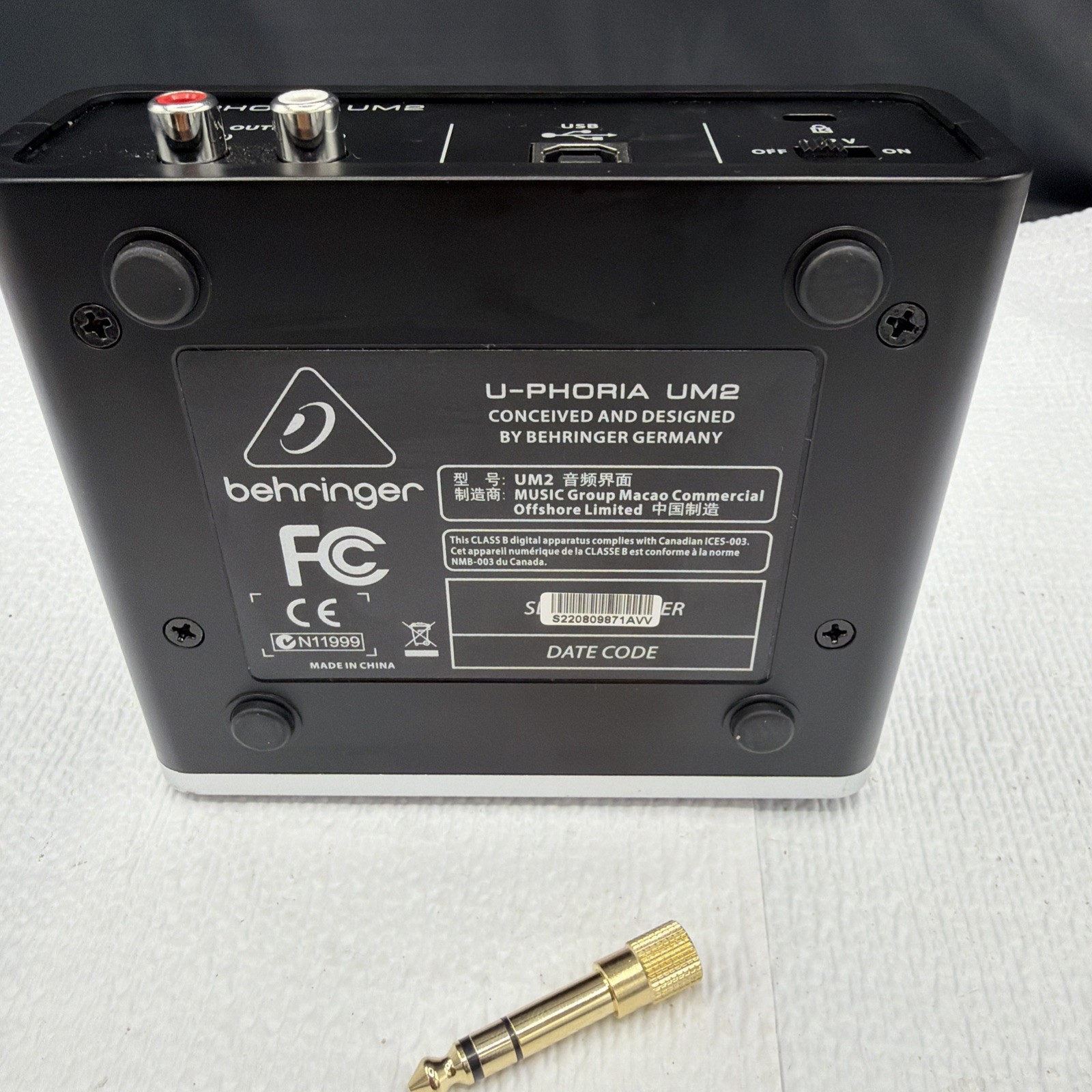Genuine Original OEM Behringer U-PHORIA UM2 USB Audio Interface