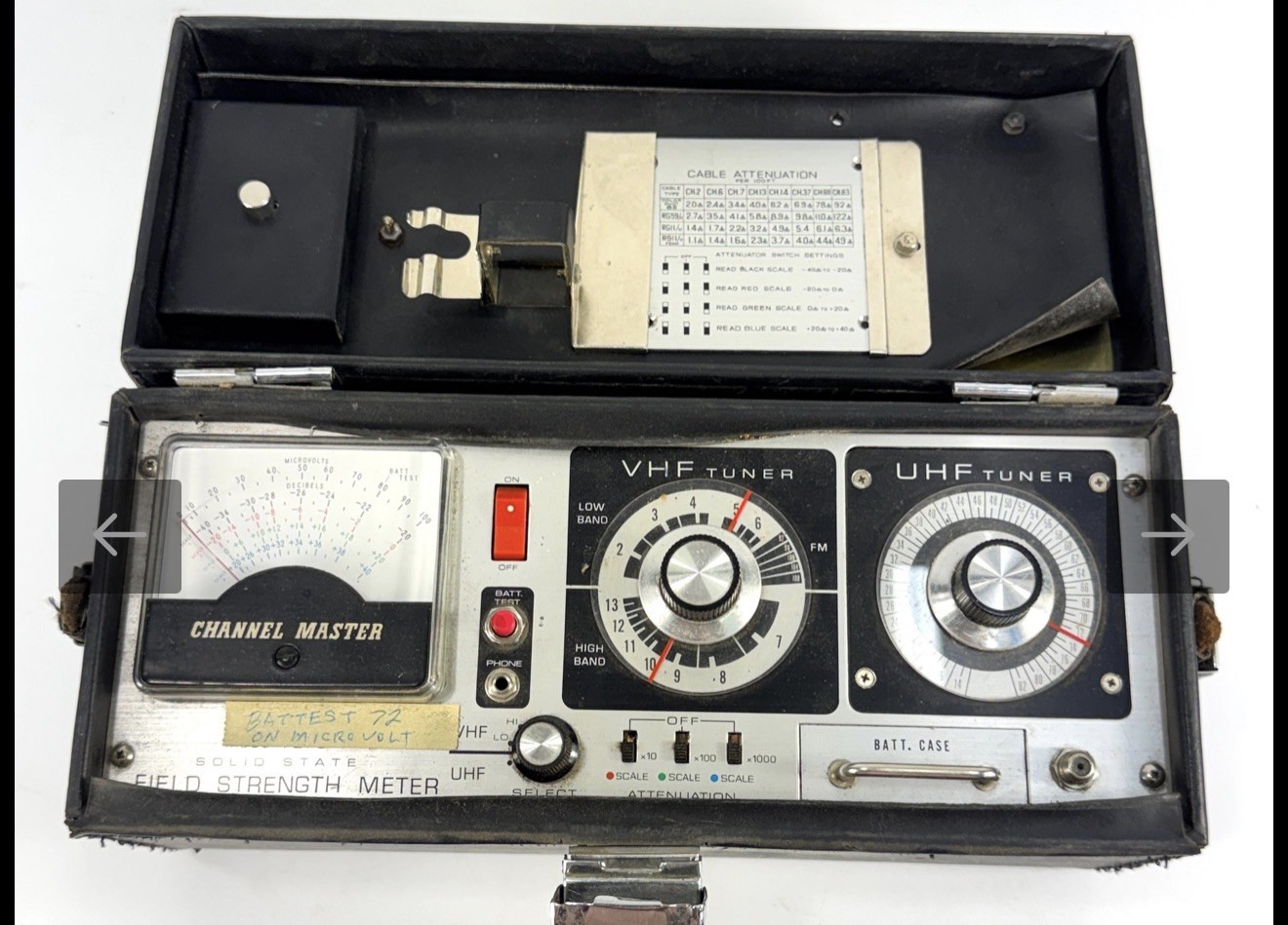 Vintage Channel Master Solid State VHF/UHF Field Strength Meter w/ Carrying Case