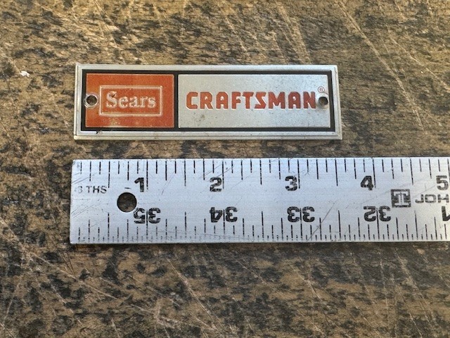 Vintage CRAFTSMAN Toolbox Roller Cab Cabinet Logo Tag