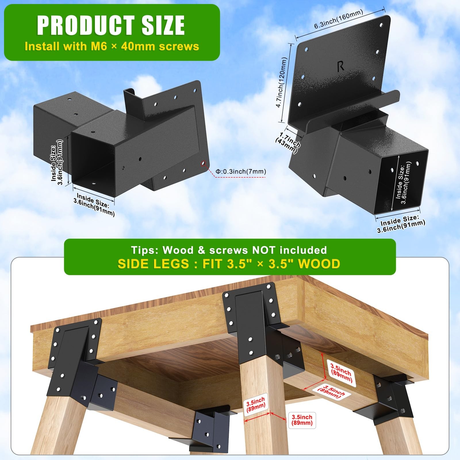 4 Pack Deer Stand Brackets 4x4 Heavy Duty Deer Blind Brackets Outdoor Angle