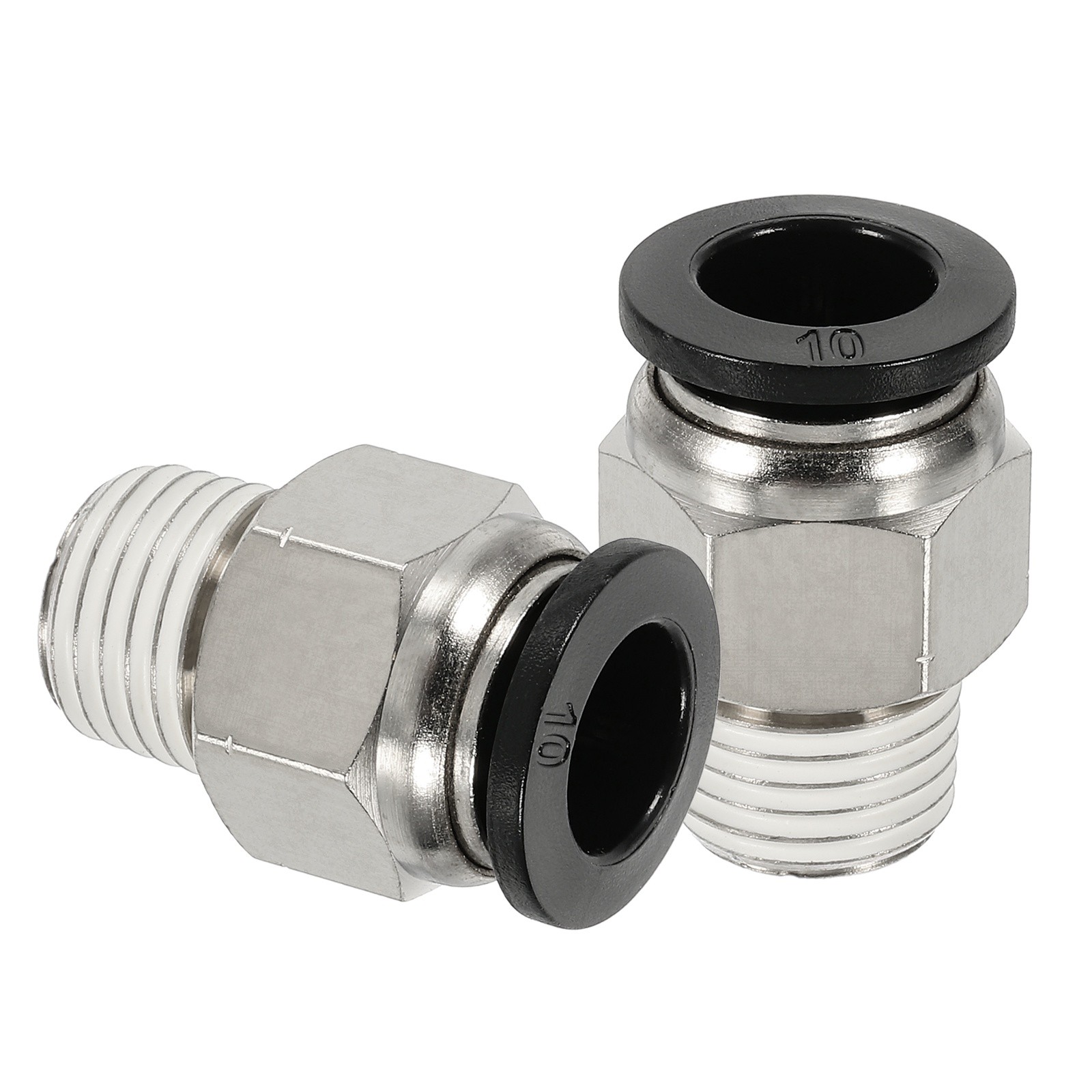 2 Pcs NPT Male 10mm Tube OD x 1/4" NPT Thread Push to Connect Fittings, Black