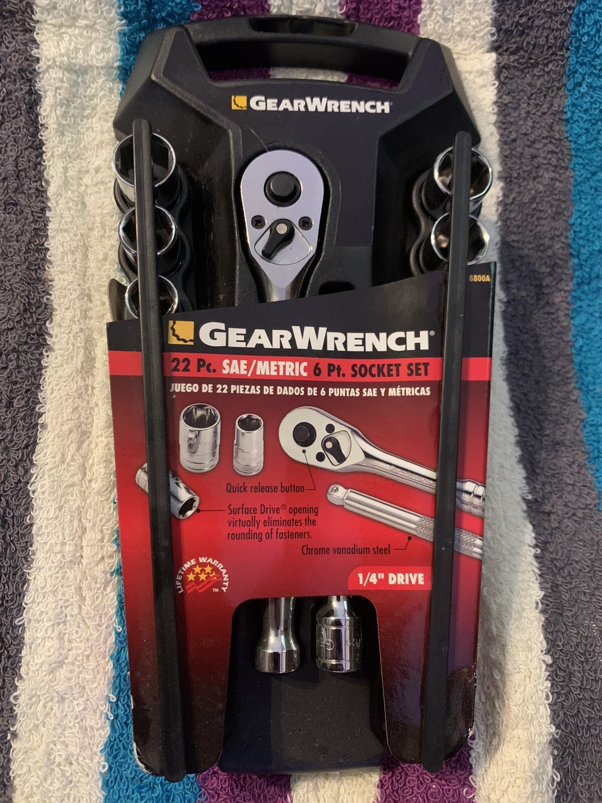 Ratchet And Socket Set & Extension GearWrench 22-pc SAE Metric 1/4 Drive 6 Point
