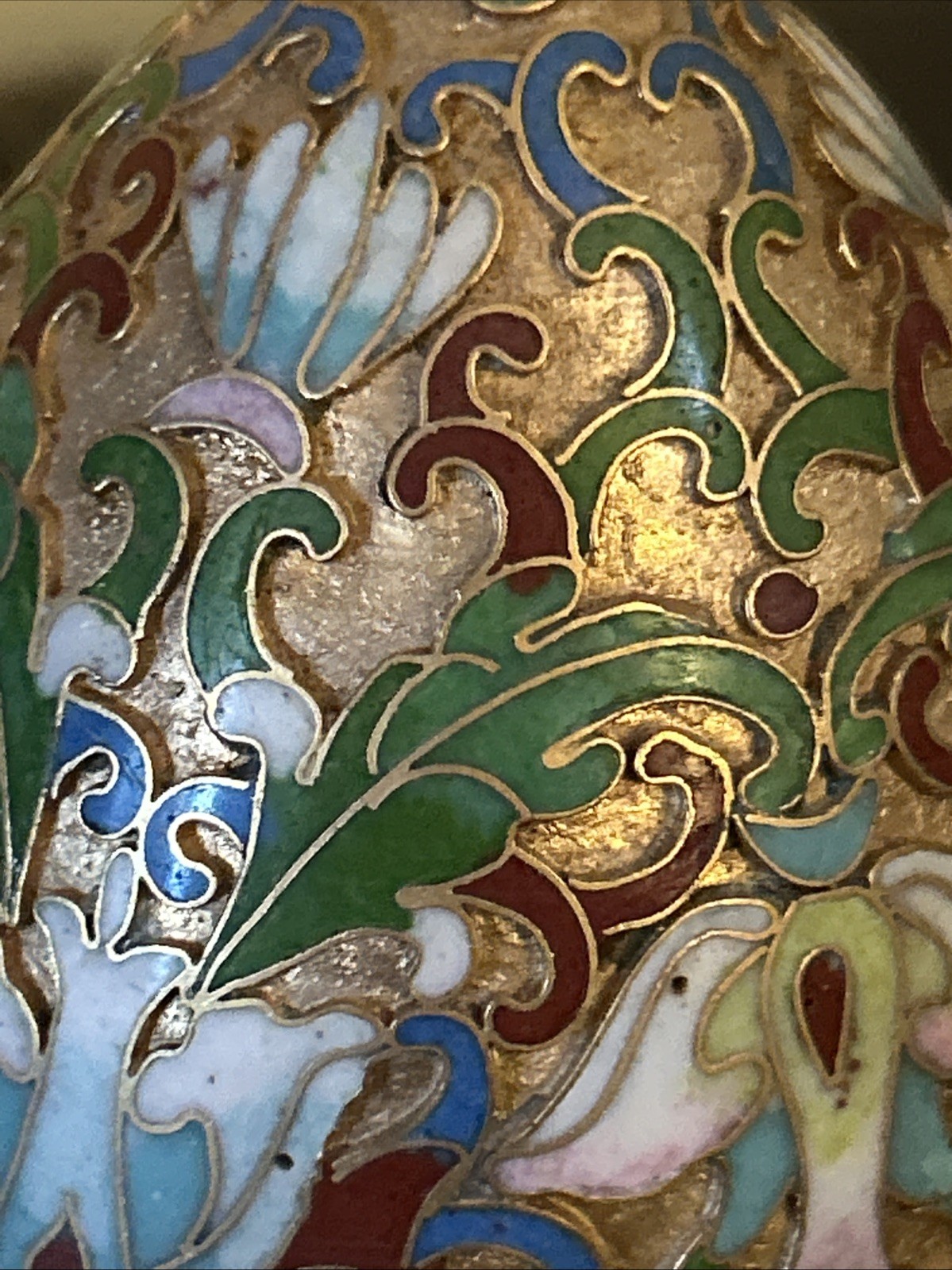 Vintage Cloisonne Enamel and Goldtone Metal Egg