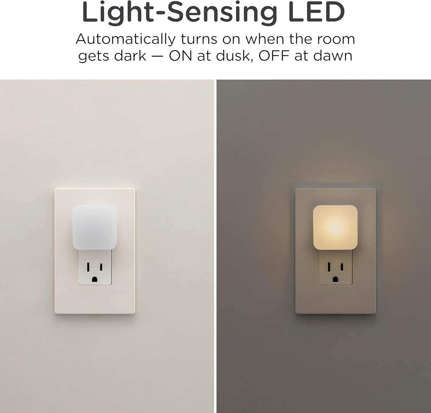 Mini Square LED Night Light, Plug In, Dusk to Dawn Sensor | Warm 3000K, Compact
