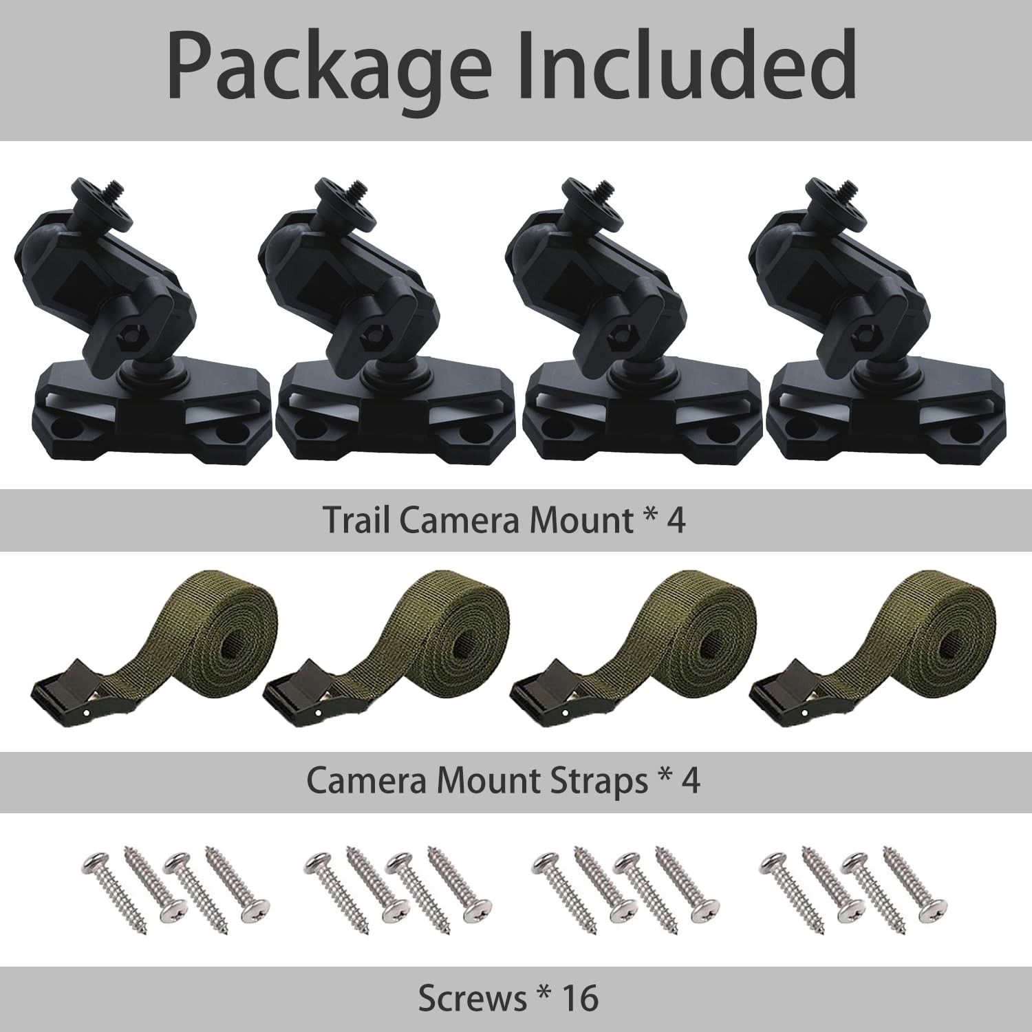 Trail Camera Mount, 360° Adjustable Game Holder Tree Mount with Black