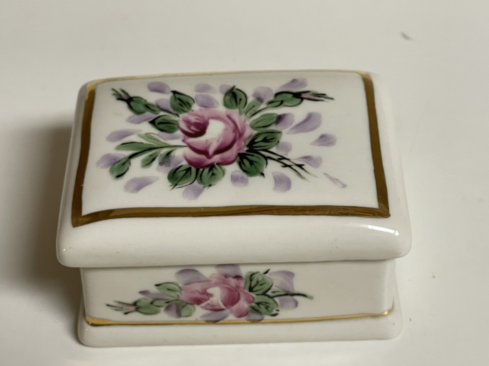 Weisley China Trinket Box with Rose