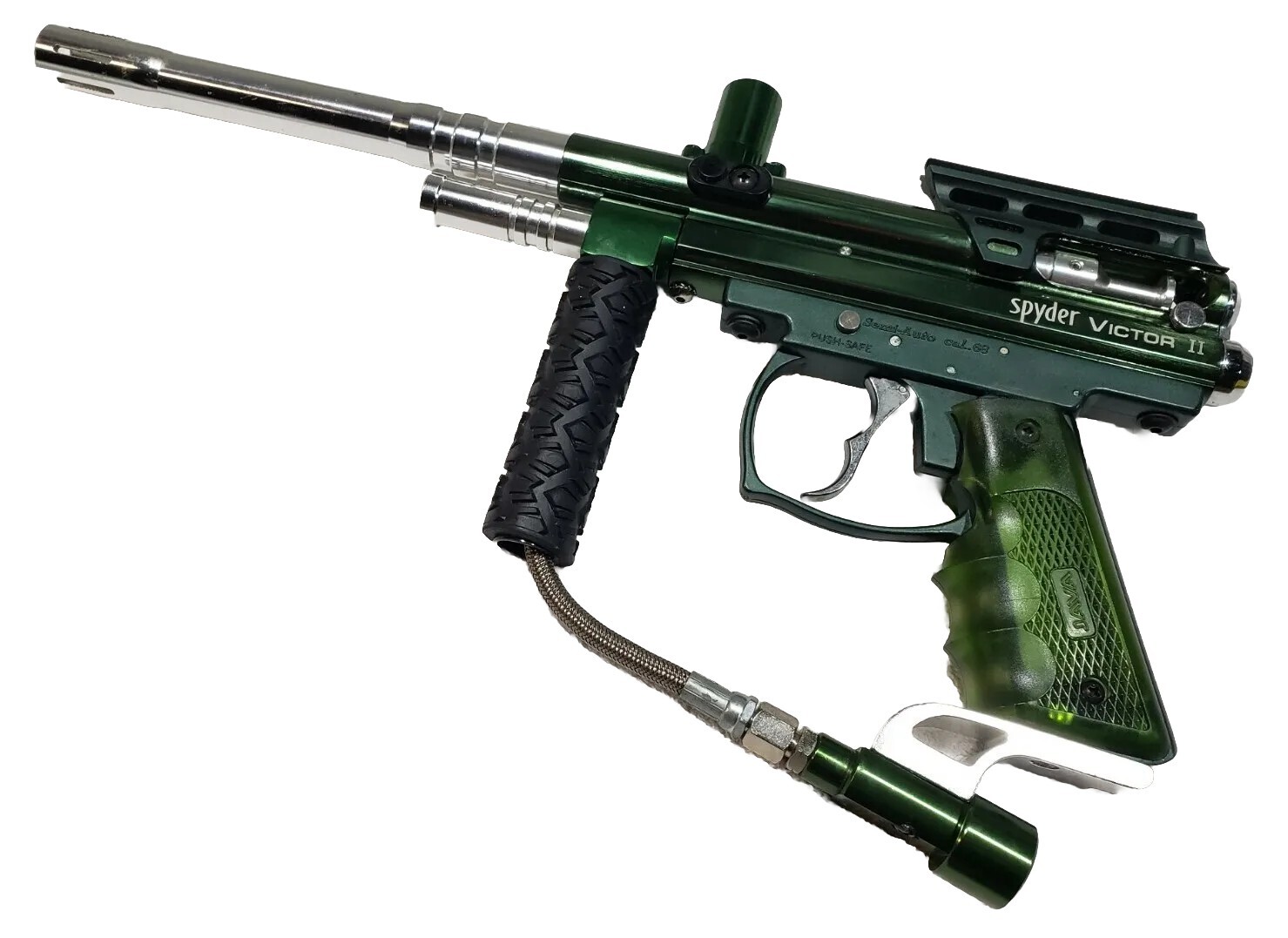 SHARP WORKS Spyder Green Victor 2 Paintball Gun with Barrel Vertical Grip Neck