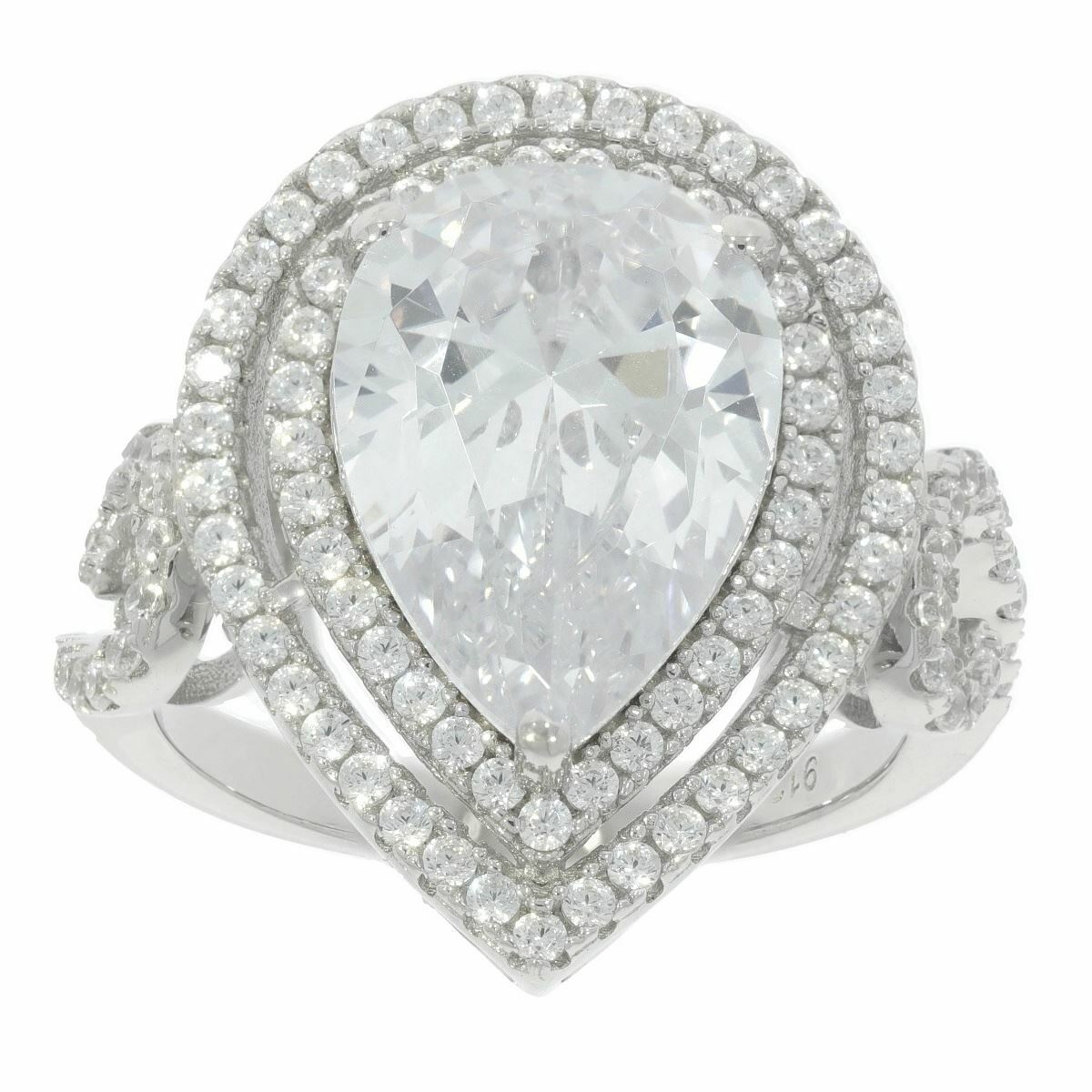 Sterling Silver Semi Mount Ring Setting PE 14X10mm Double Halo