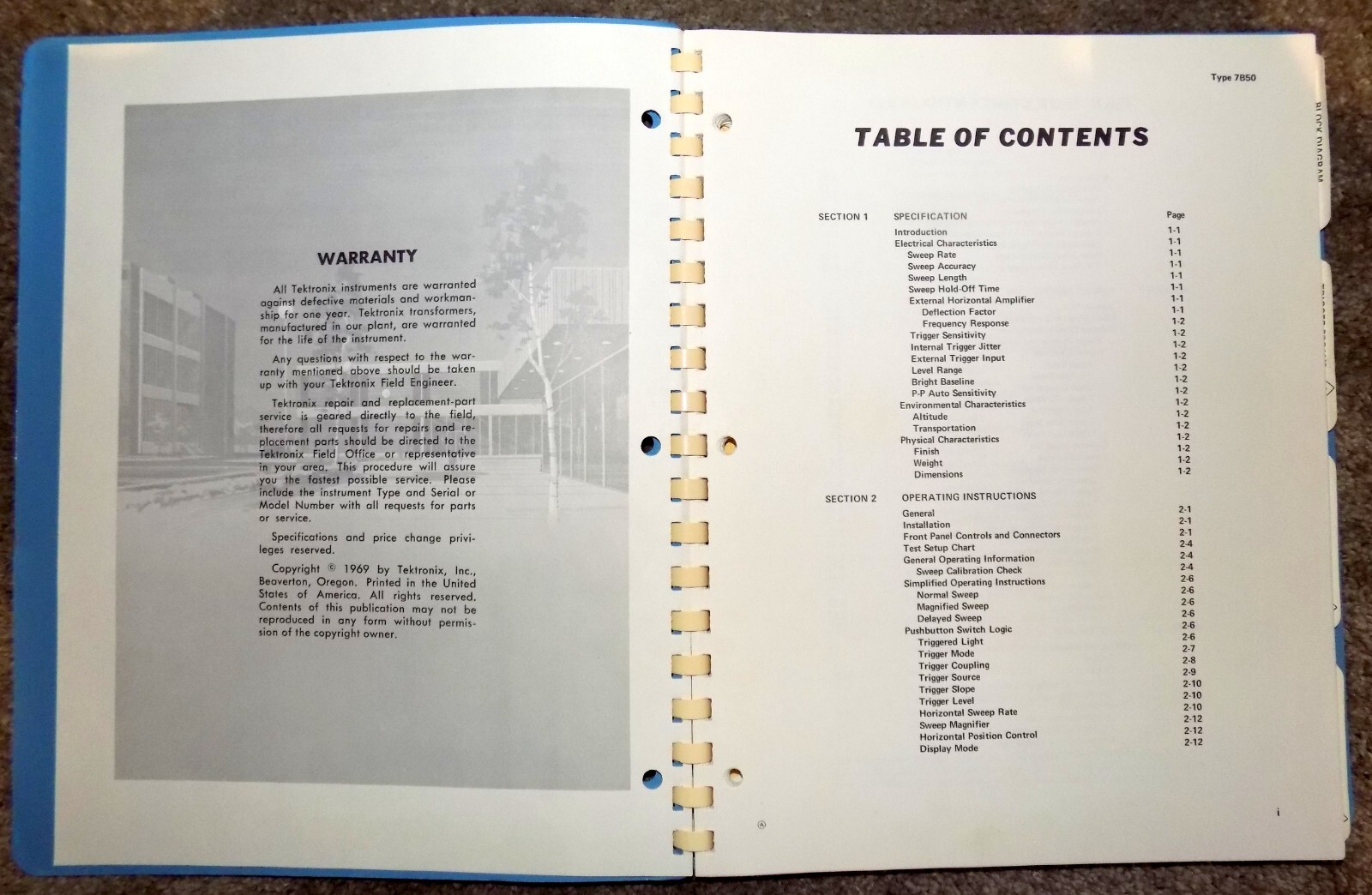 Tektronix 7B50 Time Base Instruction Manual OEM 1969